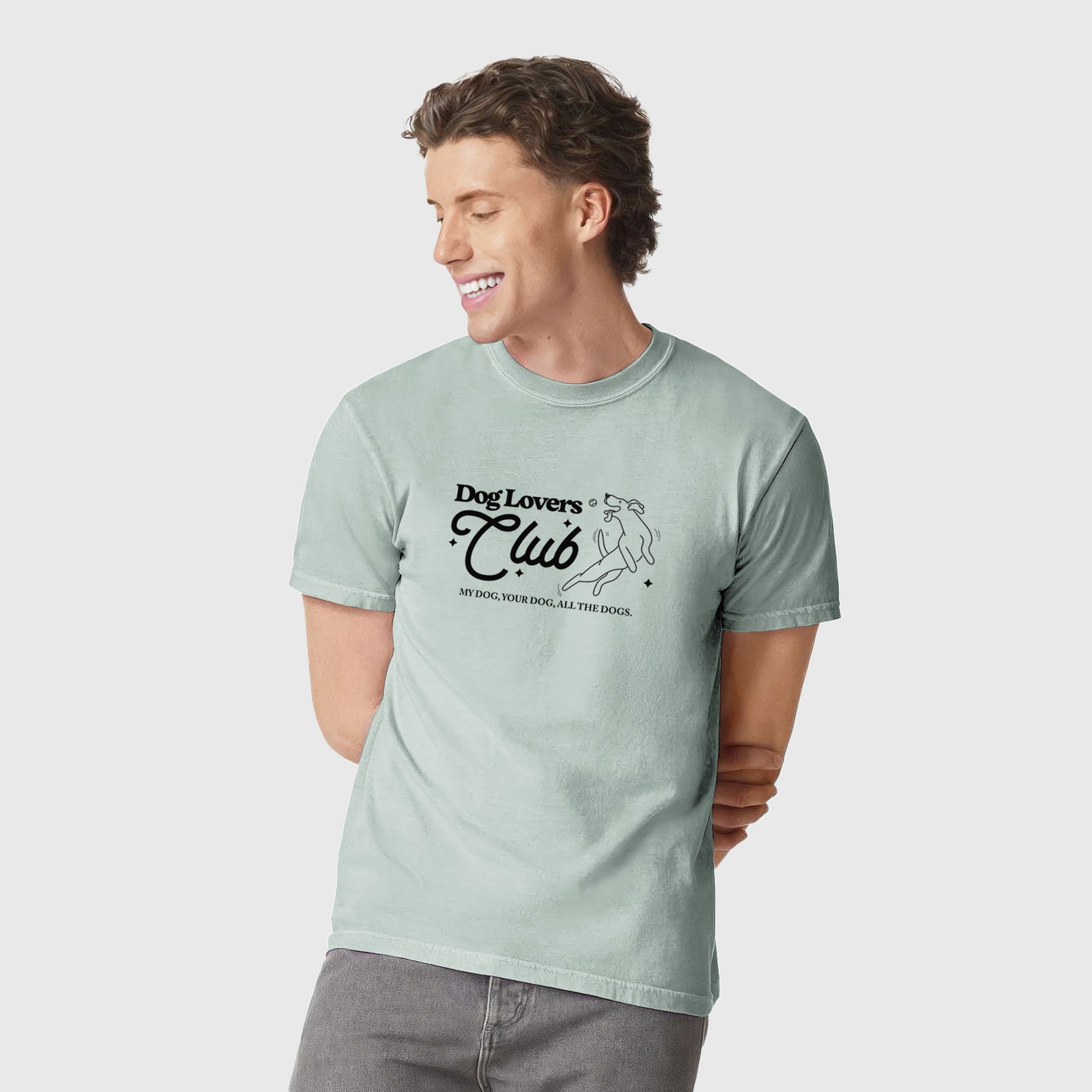 Dog Lovers Club - Unisex Comfort Colors Garment-Dyed Heavyweight T-shirt, worn by model