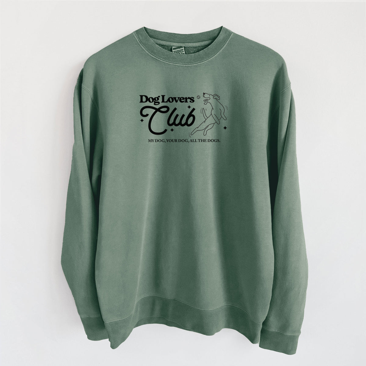 Dog Lovers Club - Unisex Pigment Dyed Crew Sweatshirt in Alpine Green