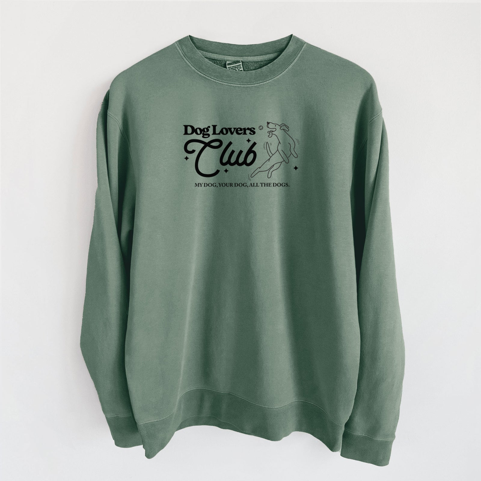 Dog Lovers Club - Unisex Pigment Dyed Crew Sweatshirt in Alpine Green