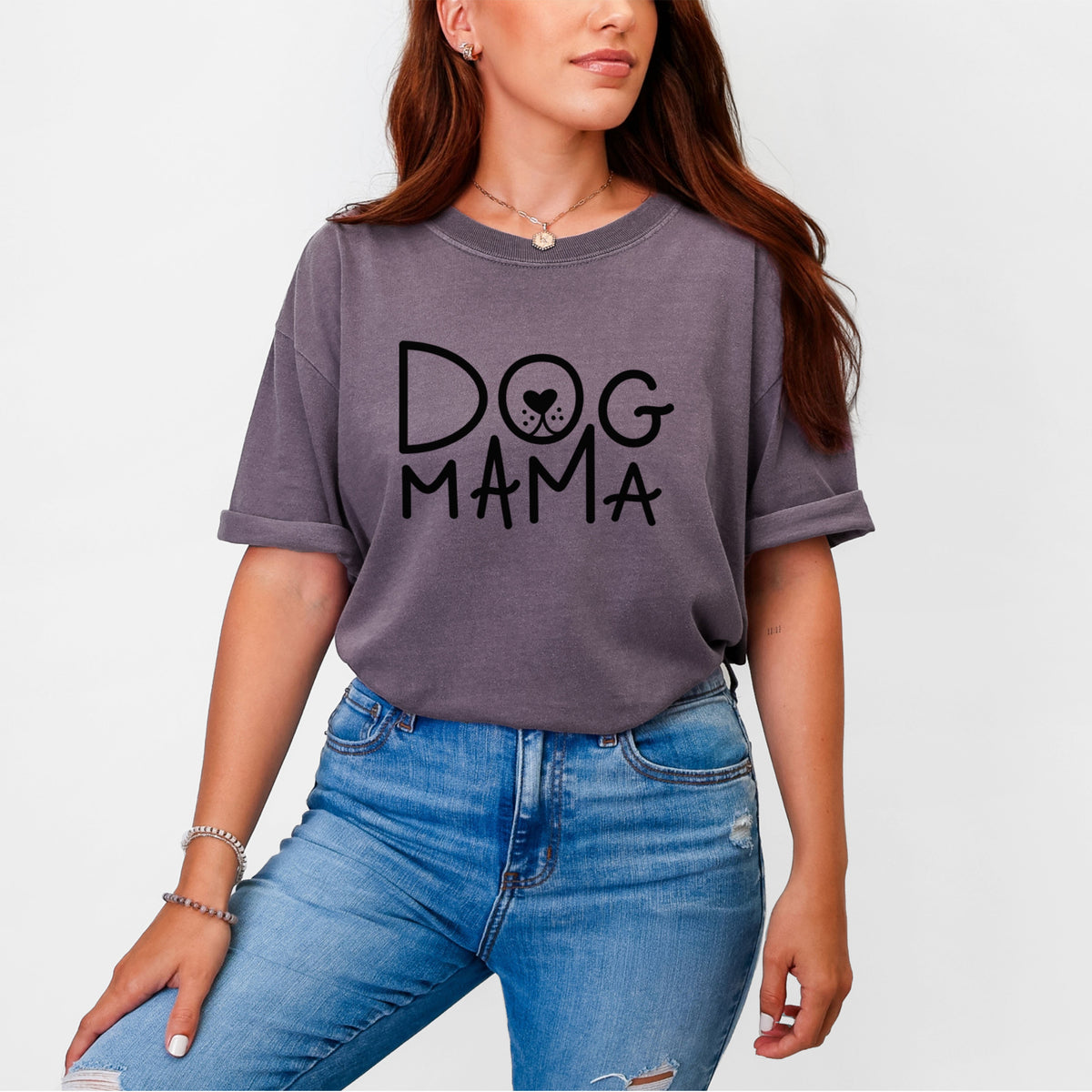 Dog Mama - Unisex Comfort Colors Garment-Dyed Heavyweight T-shirt, worn by model
