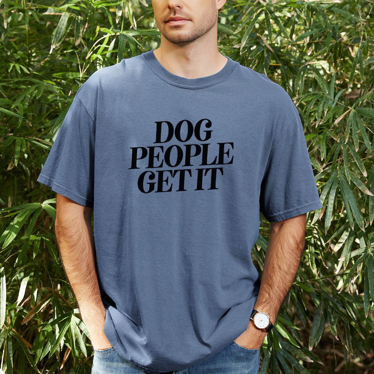 Dog People Get it - Unisex Comfort Colors Garment-Dyed Heavyweight T-shirt, worn by model