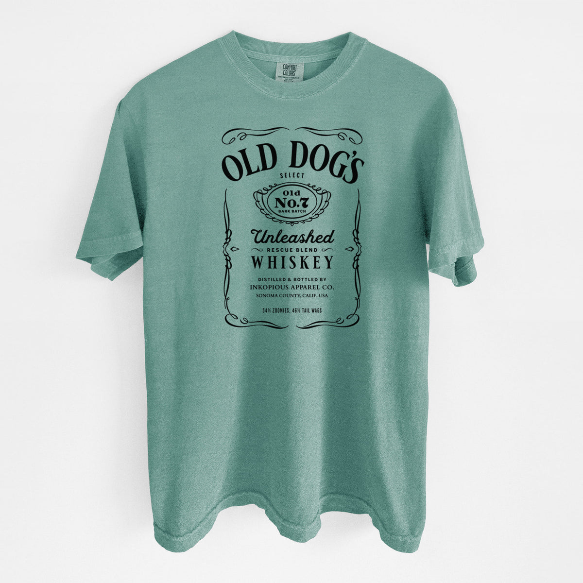 Old Dog’s No. 7 – Unleashed Whiskey - Unisex Comfort Colors Garment-Dyed Heavyweight T-shirt in Reef Green