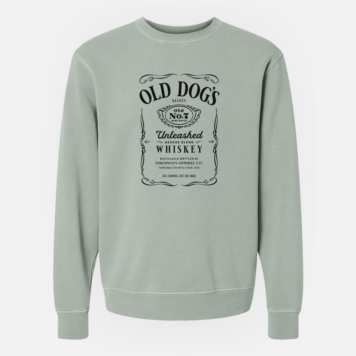 Old Dog’s No. 7 – Unleashed Whiskey - Unisex Pigment Dyed Crew Sweatshirt