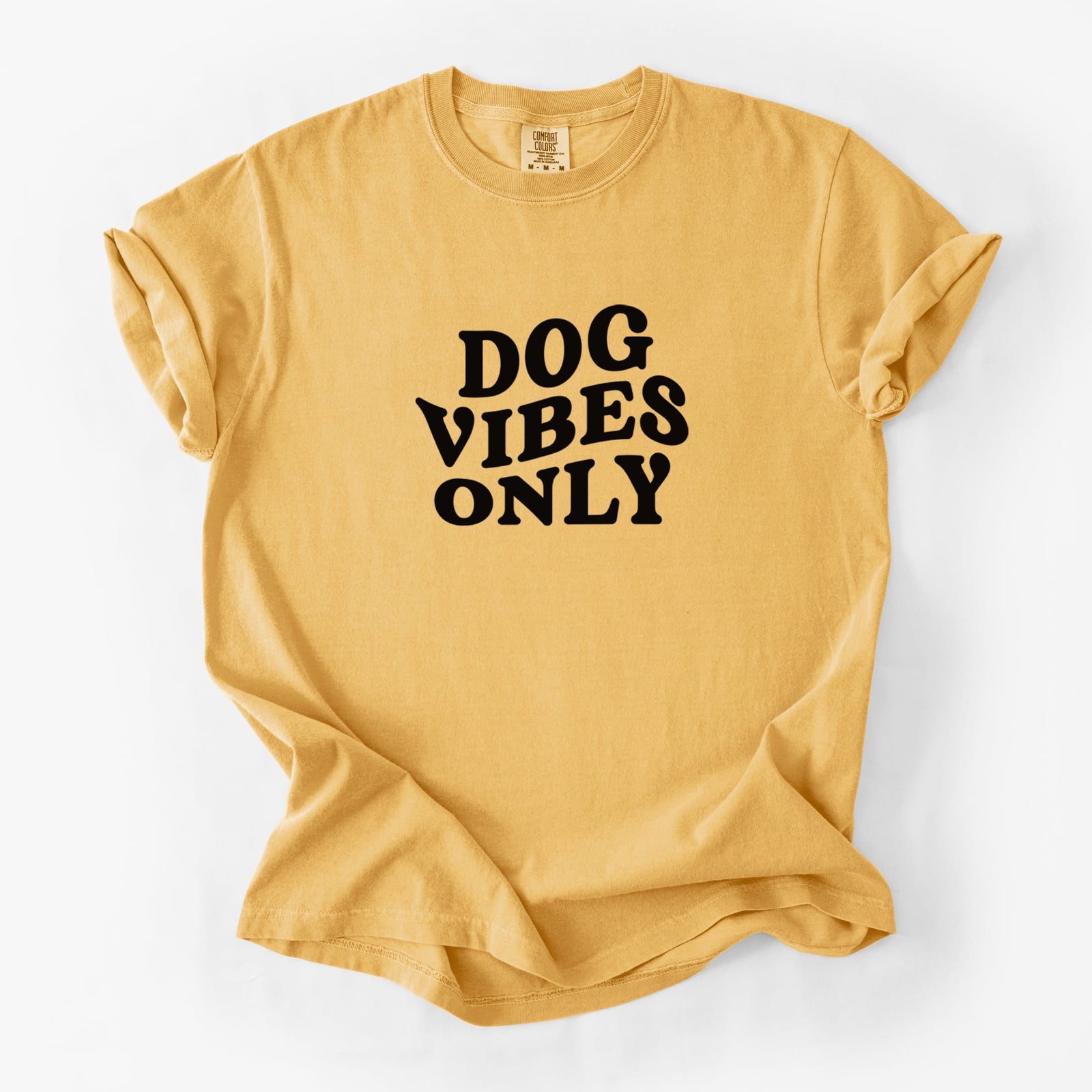 Dog Vibes Only - Unisex Comfort Colors Garment-Dyed Heavyweight T-shirt in Golden Wheat