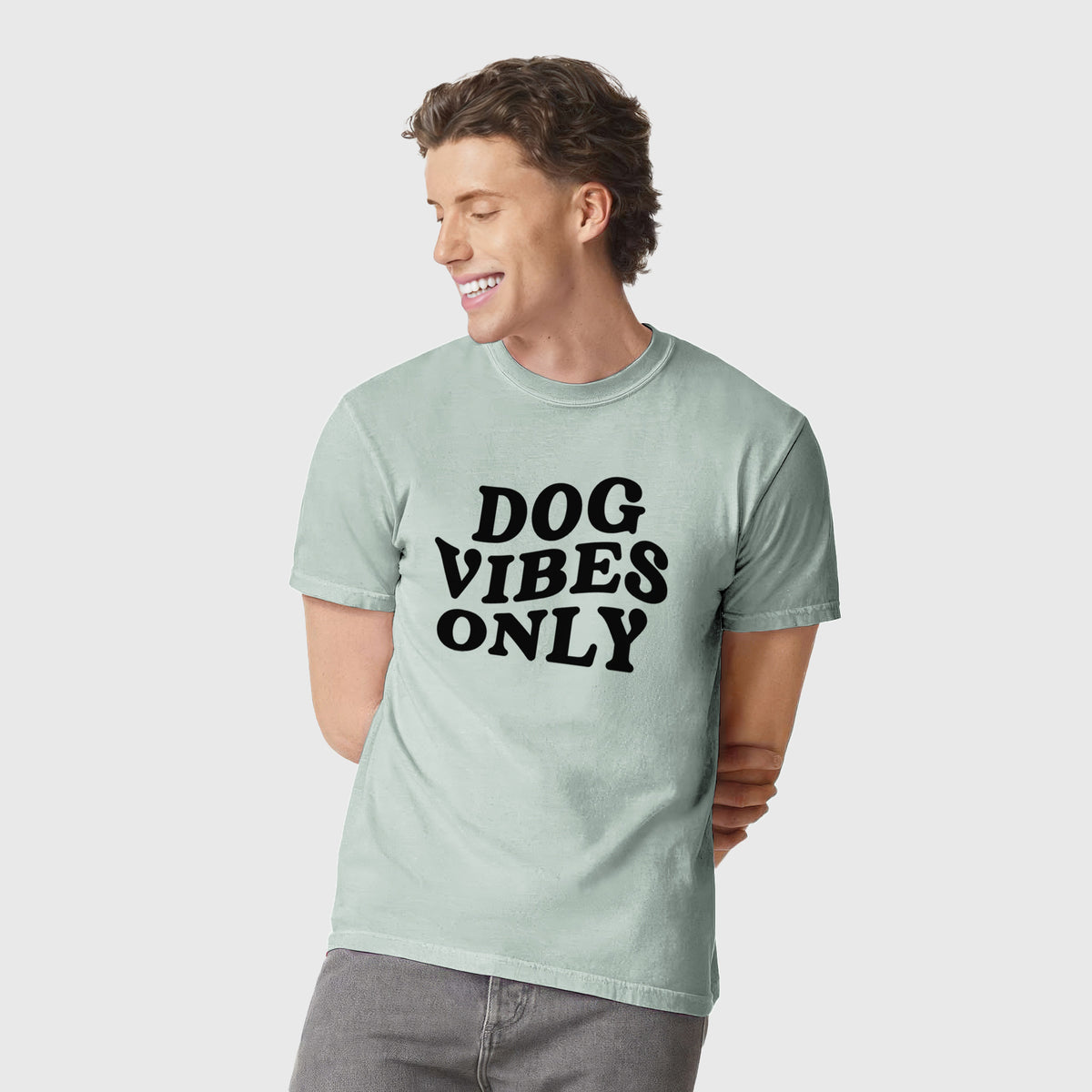 Dog Vibes Only - Unisex Comfort Colors Garment-Dyed Heavyweight T-shirt, worn by model