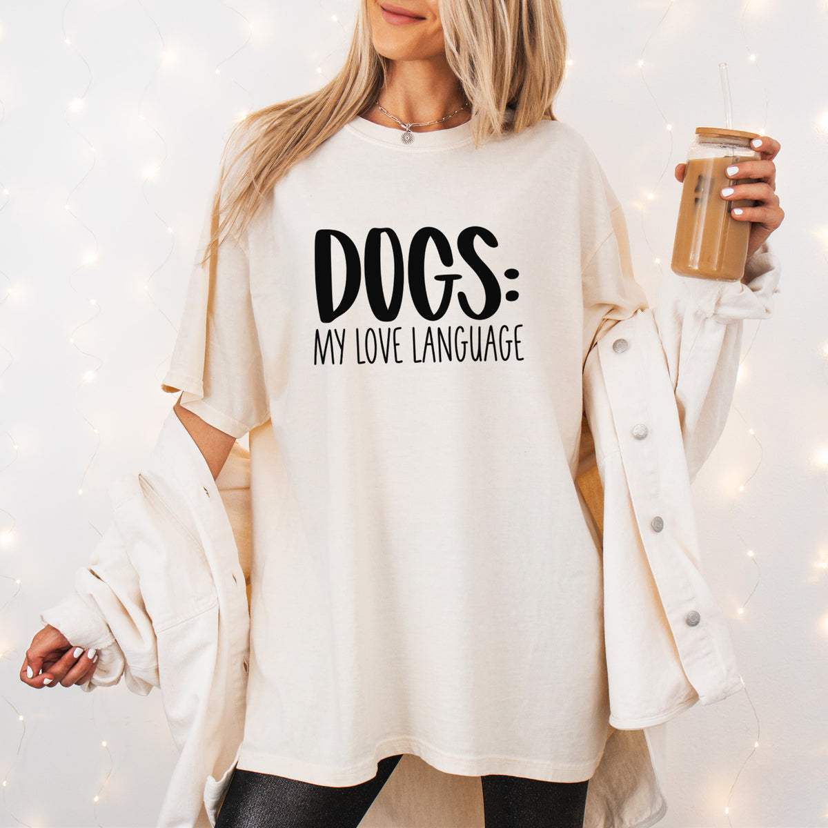 Dogs: My Love Language - Unisex Comfort Colors Garment-Dyed Heavyweight T-shirt, worn by model