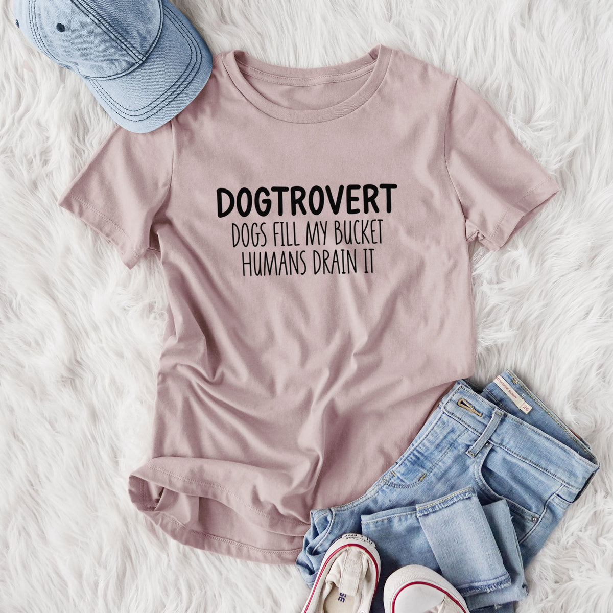 Dogtrovert - Dogs Fill My Bucket Humans Drain It - Women's Lightweight Relaxed Fit 100% Cotton Crewneck