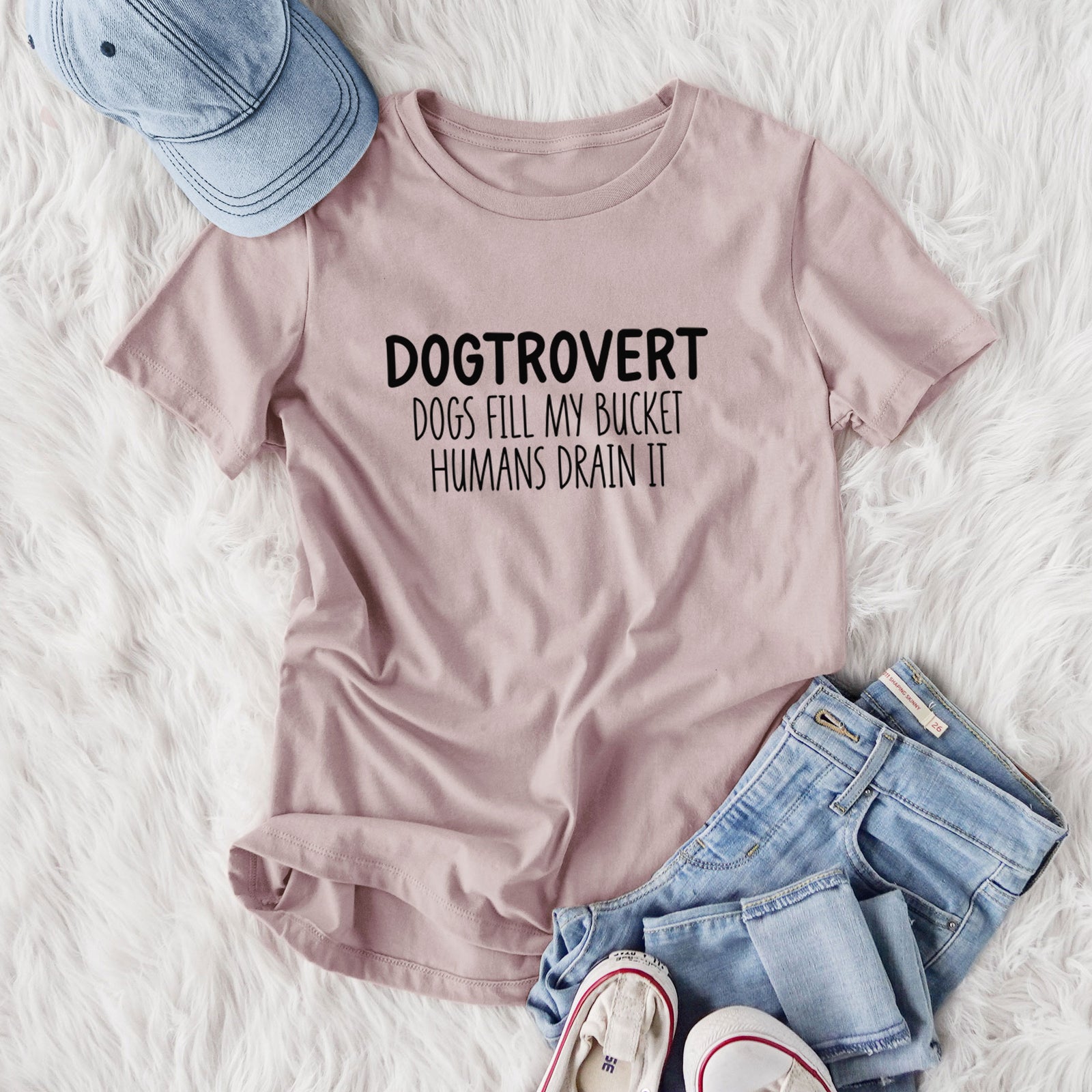 Dogtrovert - Dogs Fill My Bucket Humans Drain It - Women's Lightweight Relaxed Fit 100% Cotton Crewneck