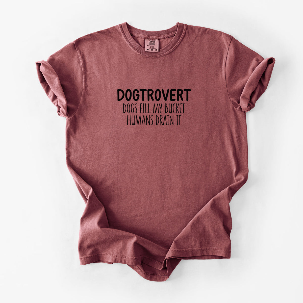 Dogtrovert - Dogs Fill My Bucket Humans Drain It - Unisex Comfort Colors Garment-Dyed Heavyweight T-shirt in Brick