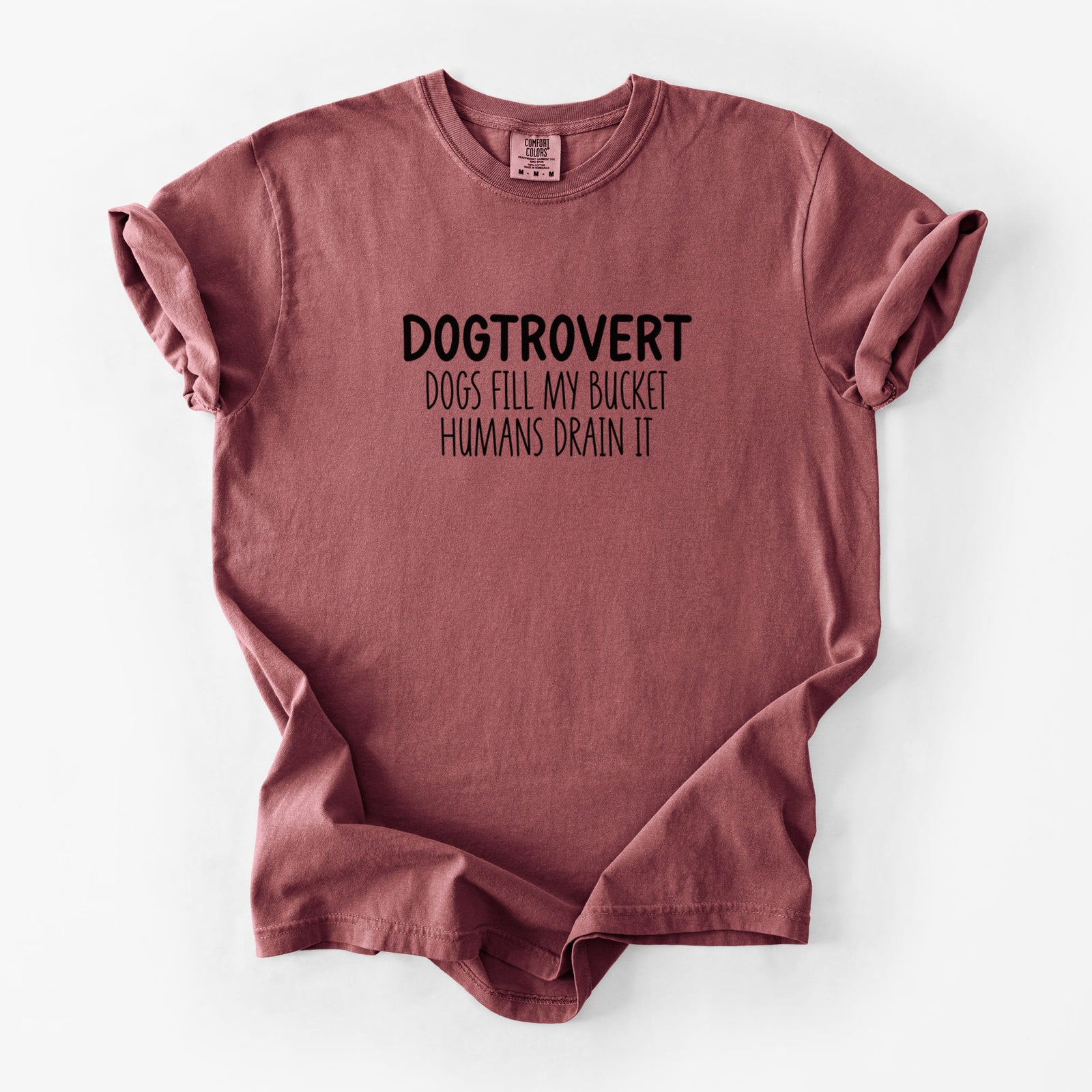 Dogtrovert - Dogs Fill My Bucket Humans Drain It - Unisex Comfort Colors Garment-Dyed Heavyweight T-shirt in Brick