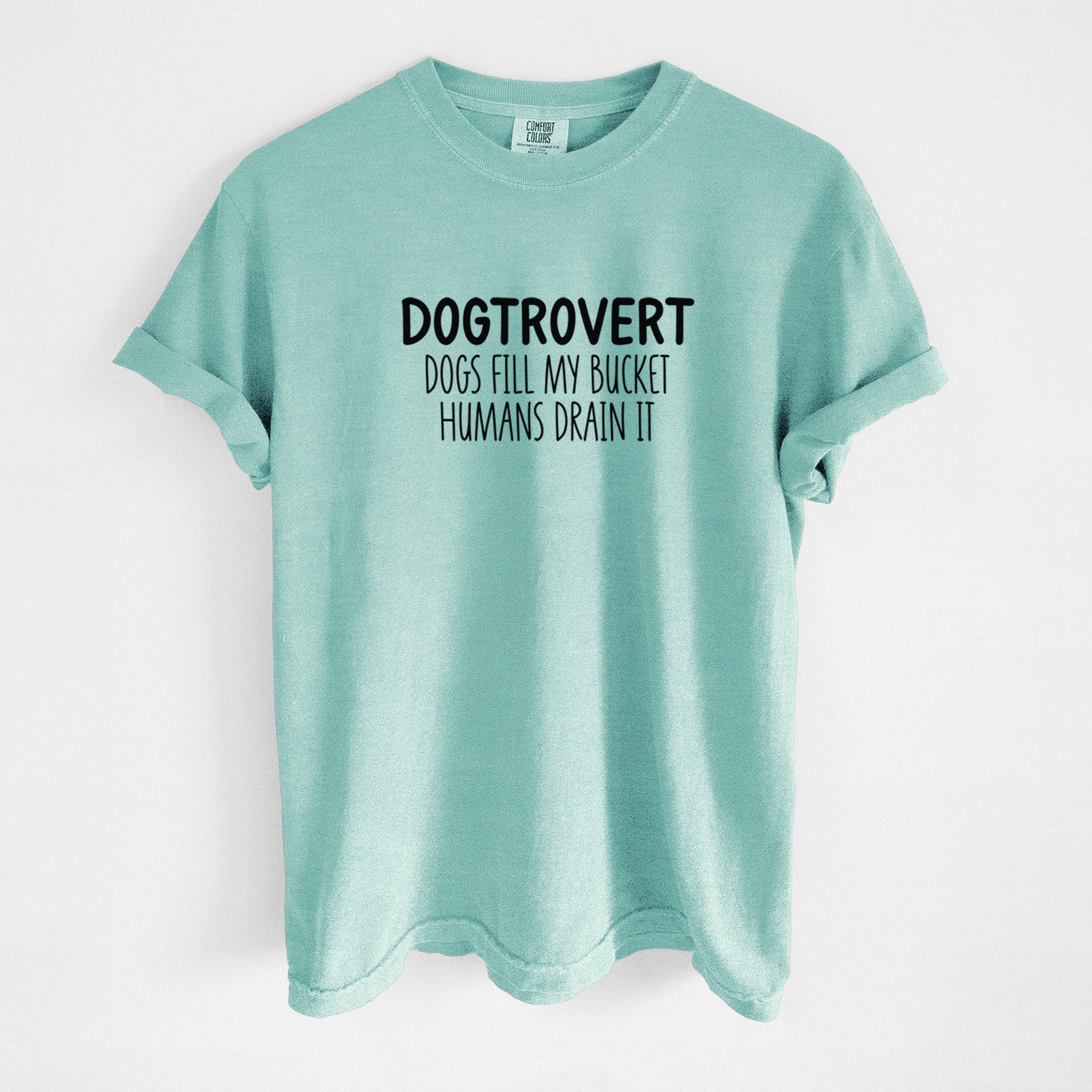 Dogtrovert - Dogs Fill My Bucket Humans Drain It - Unisex Comfort Colors Garment-Dyed Heavyweight T-shirt in Chalky Mint