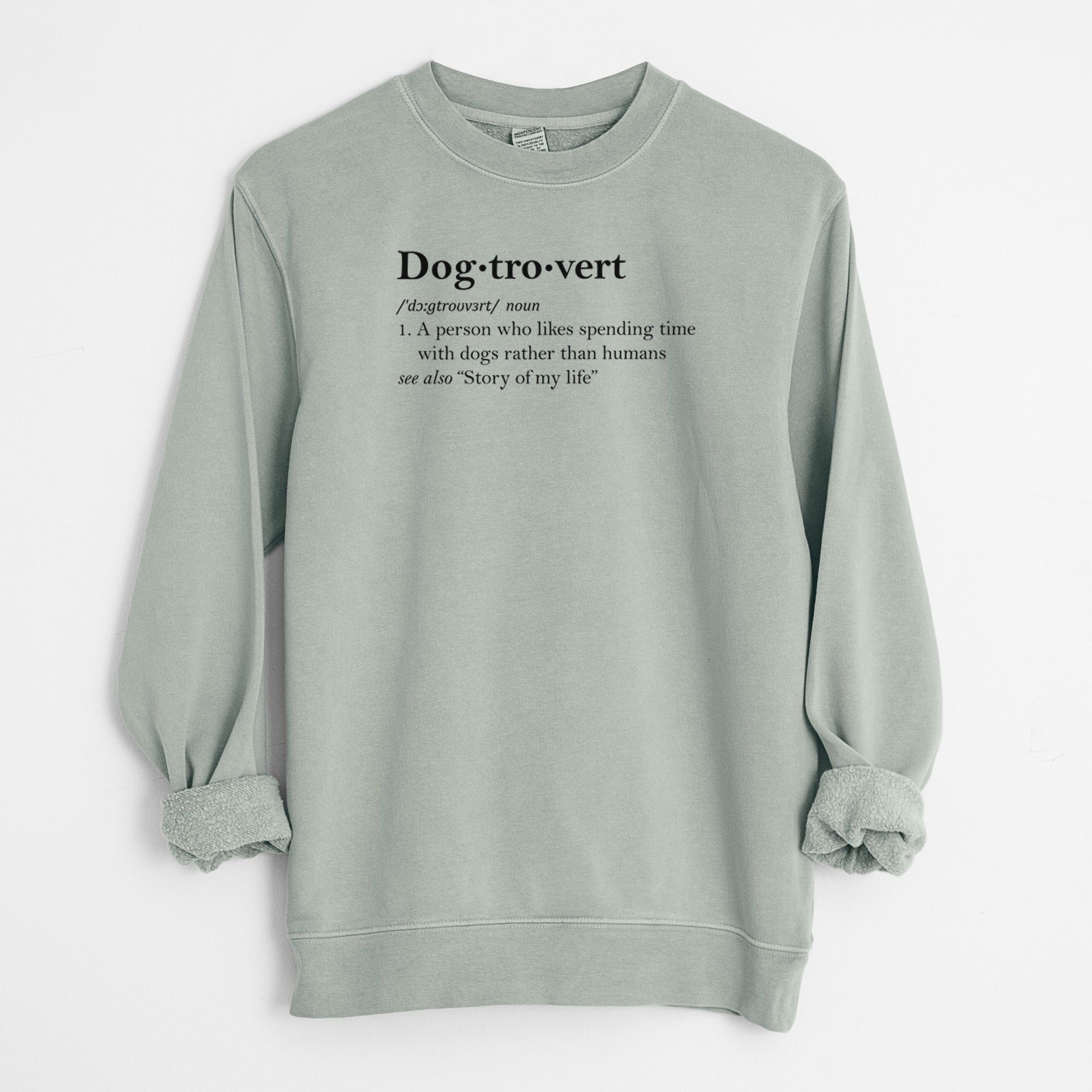 Dogtrovert Definition - Unisex Pigment Dyed Crew Sweatshirt