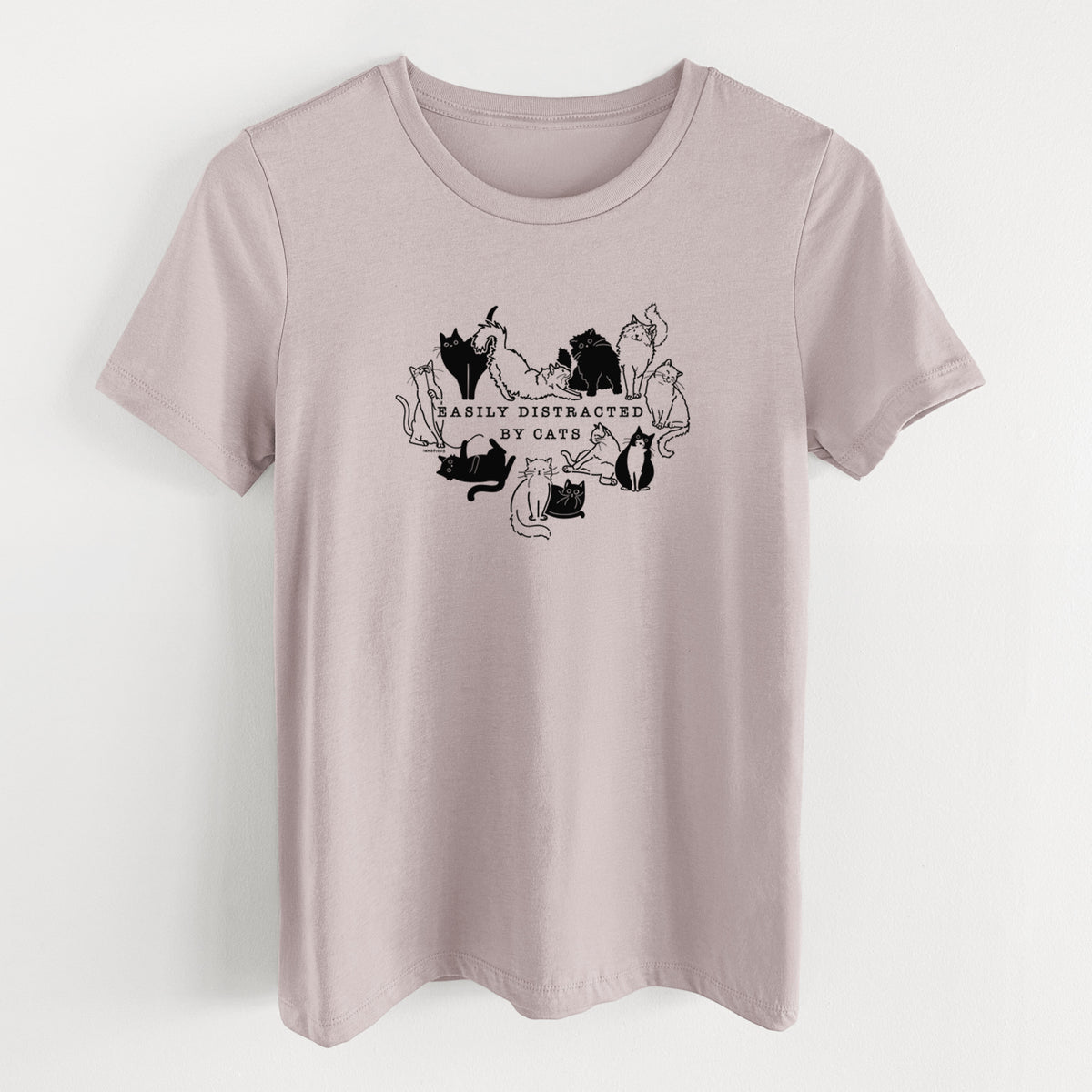 Easily Distracted by Cats - Women's Lightweight Relaxed Fit 100% Cotton Crewneck