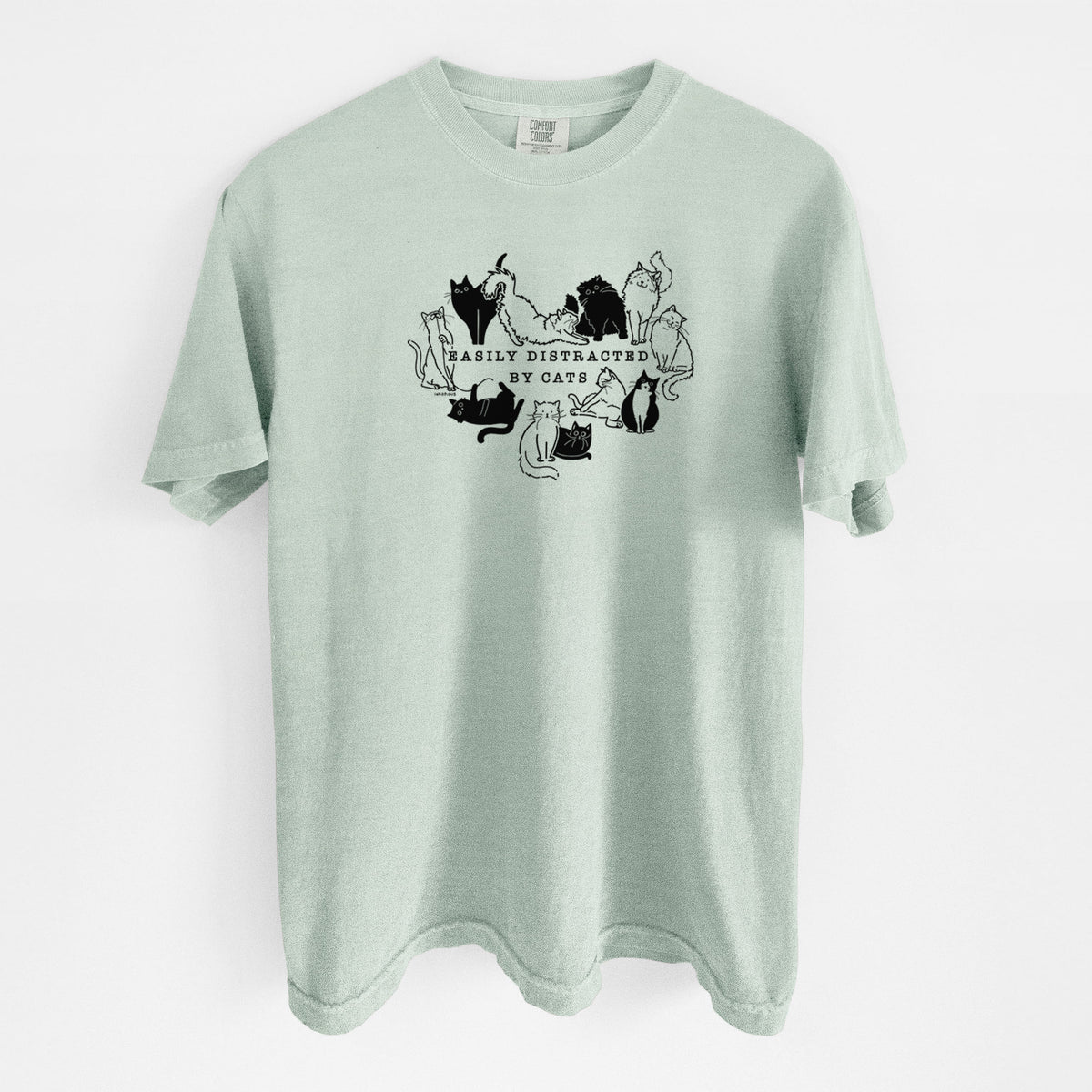 Easily Distracted by Cats - Unisex Comfort Colors Garment-Dyed Heavyweight T-shirt in Bay