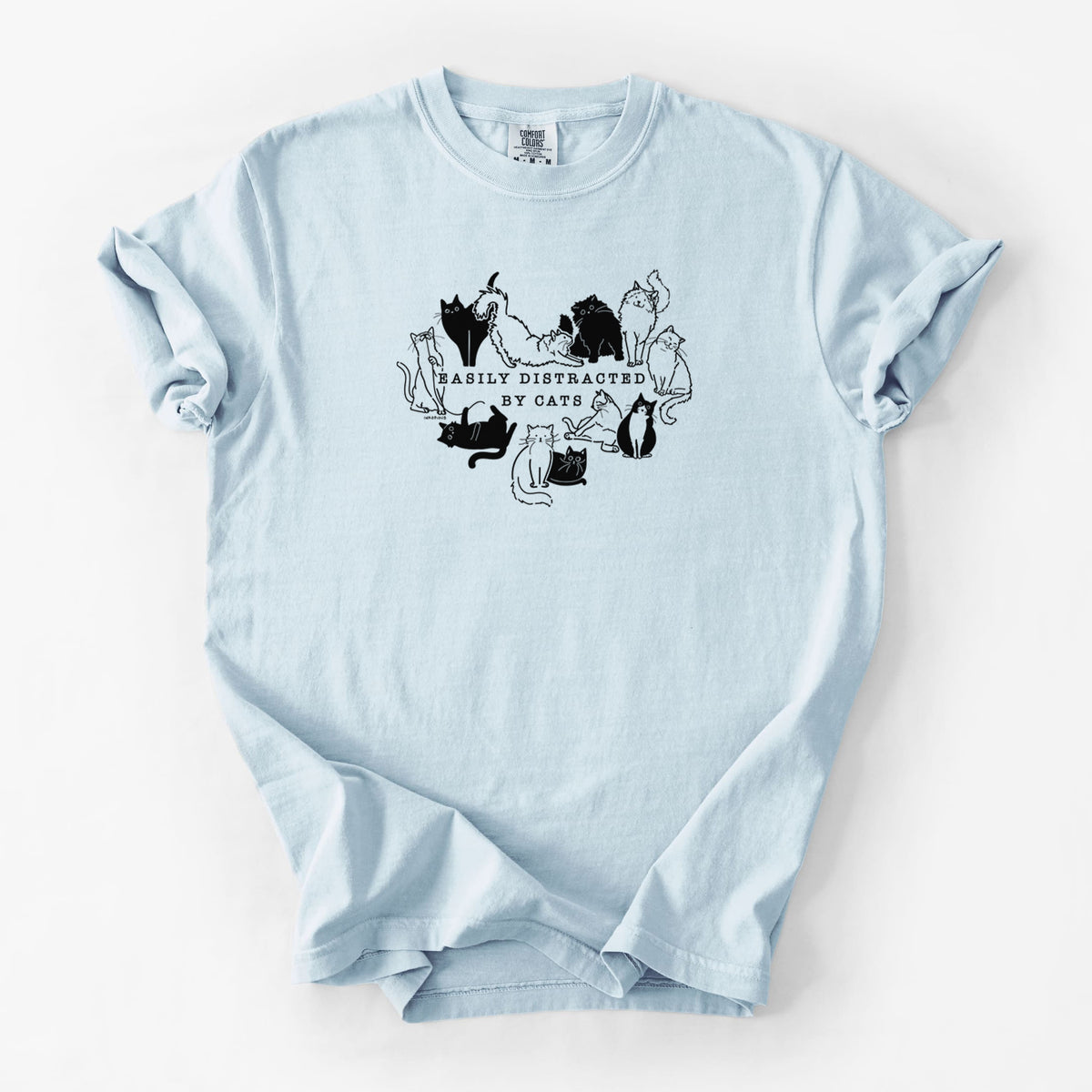 Easily Distracted by Cats - Unisex Comfort Colors Garment-Dyed Heavyweight T-shirt in Chambray