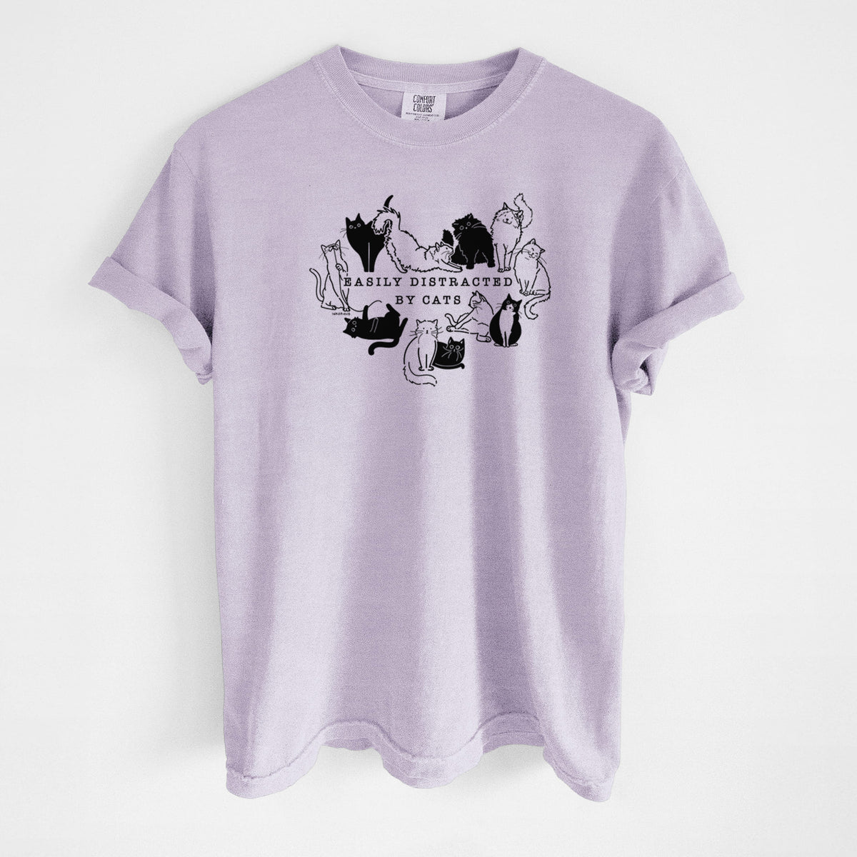 Easily Distracted by Cats - Unisex Comfort Colors Garment-Dyed Heavyweight T-shirt in Orchid