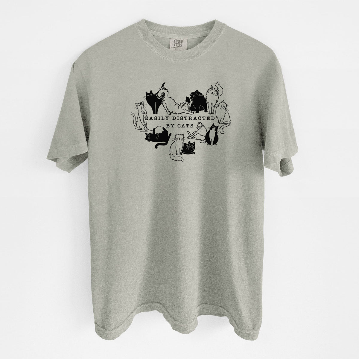 Easily Distracted by Cats - Unisex Comfort Colors Garment-Dyed Heavyweight T-shirt in Sandstone