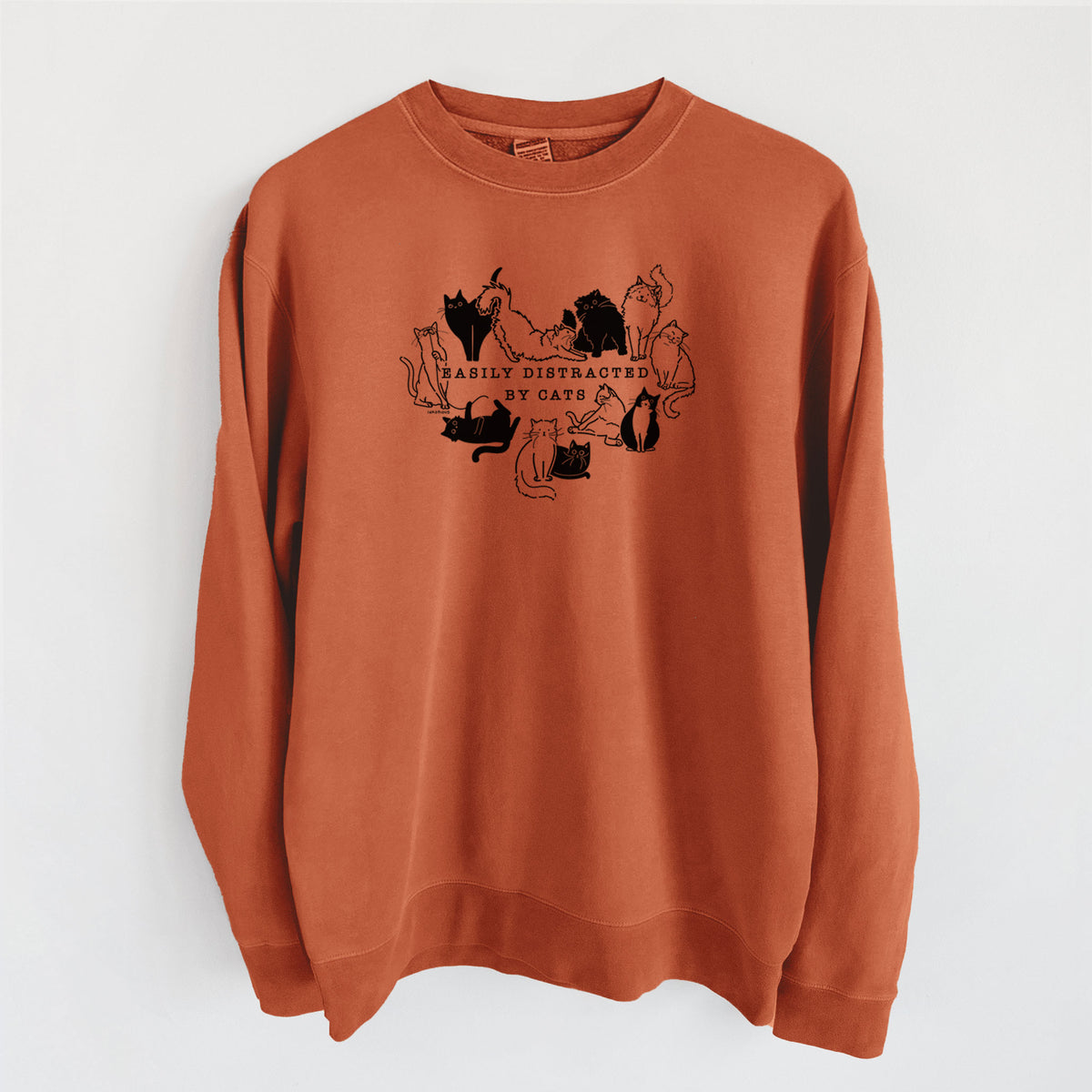 Easily Distracted by Cats - Unisex Pigment Dyed Crew Sweatshirt in Amber