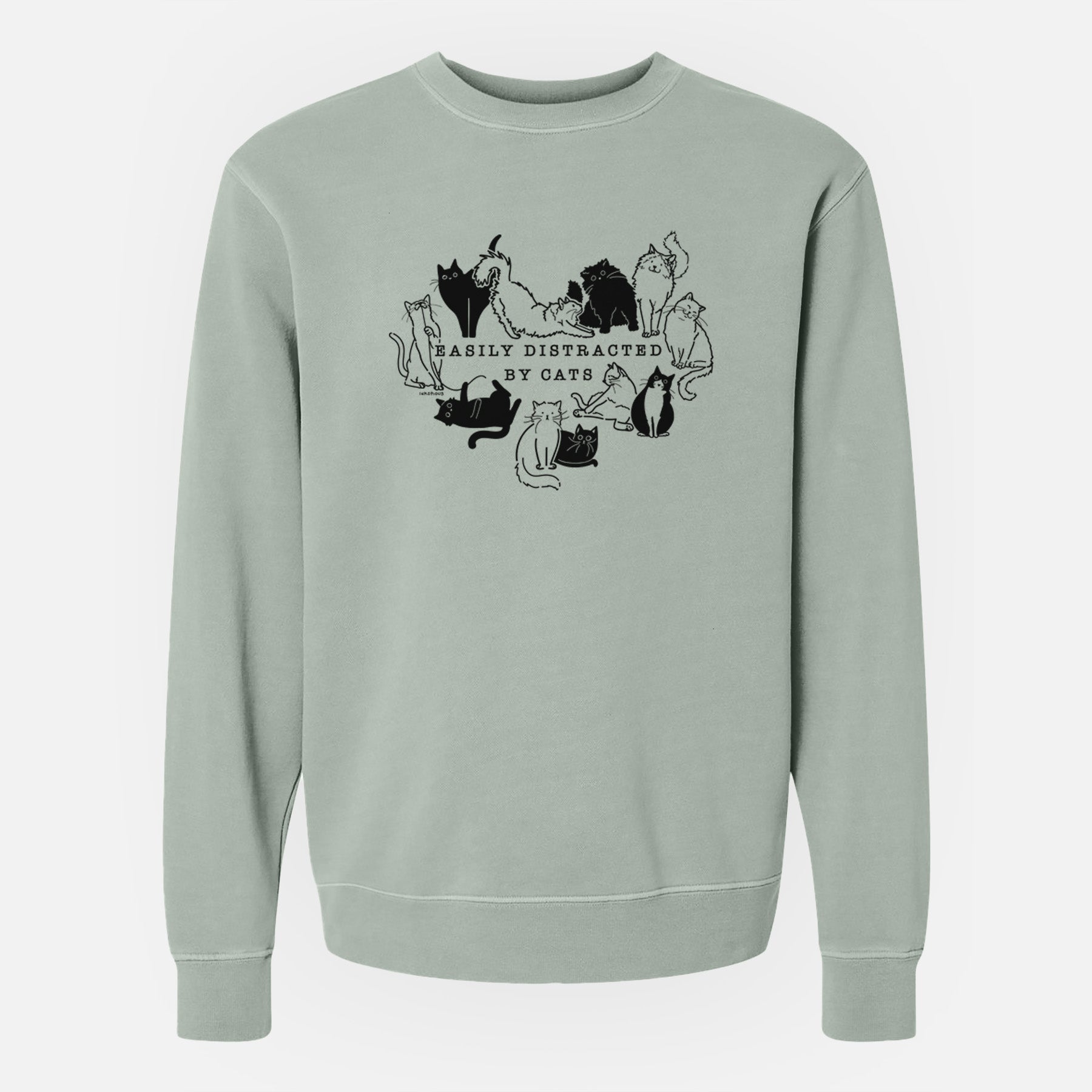 Easily Distracted by Cats - Unisex Pigment Dyed Crew Sweatshirt