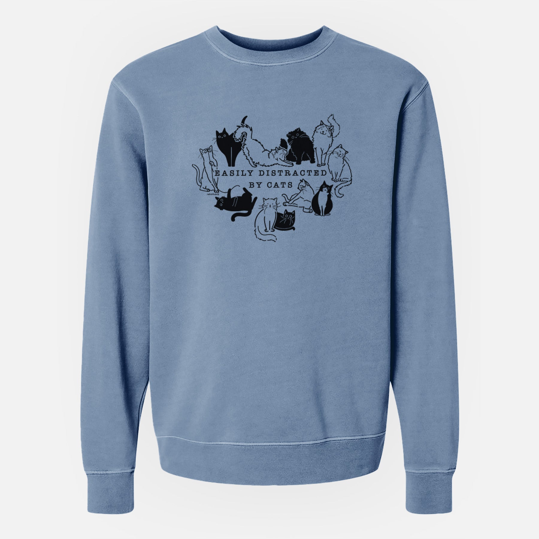 Easily Distracted by Cats - Unisex Pigment Dyed Crew Sweatshirt