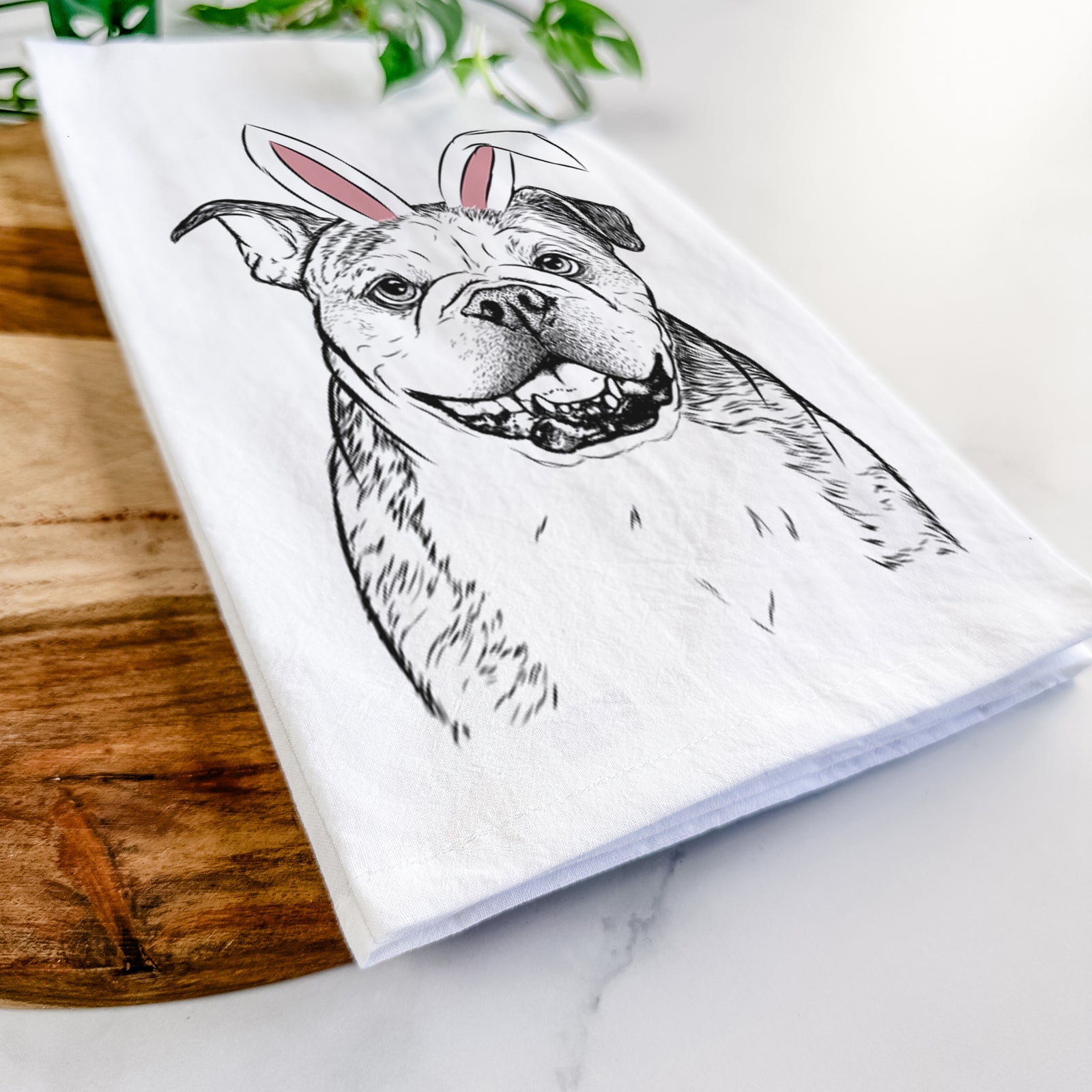 Agatha the Boston Bulldog Tea Towel