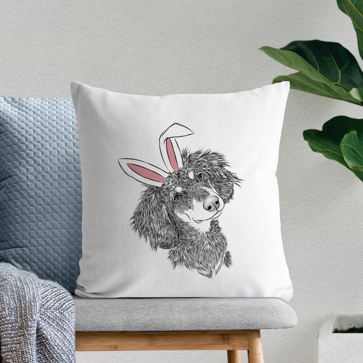 Bailey the Long Haired Dachshund - Throw Pillow Cover
