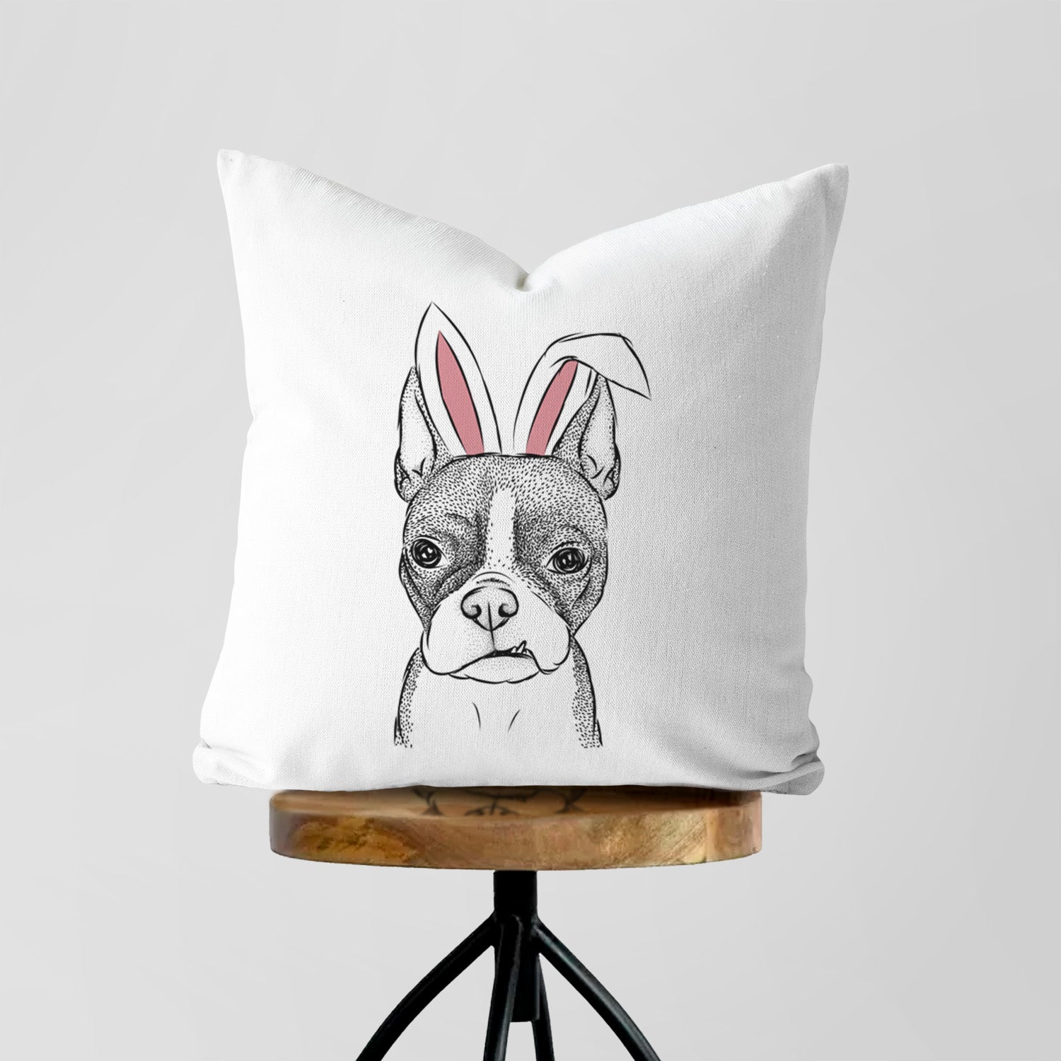 Bean the Boston Terrier - Throw Pillow Cover