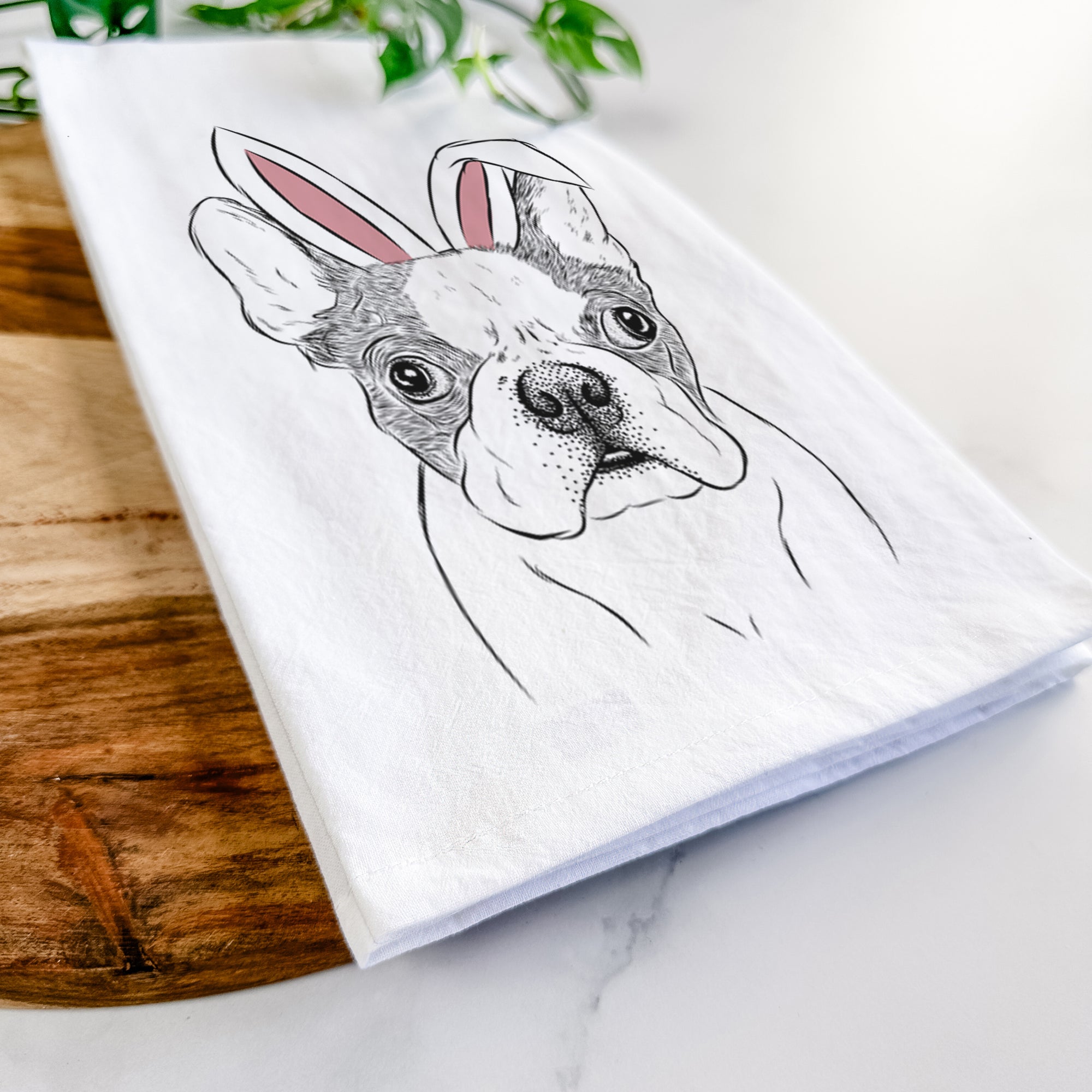 Chocolate Chip the Boston Terrier Tea Towel