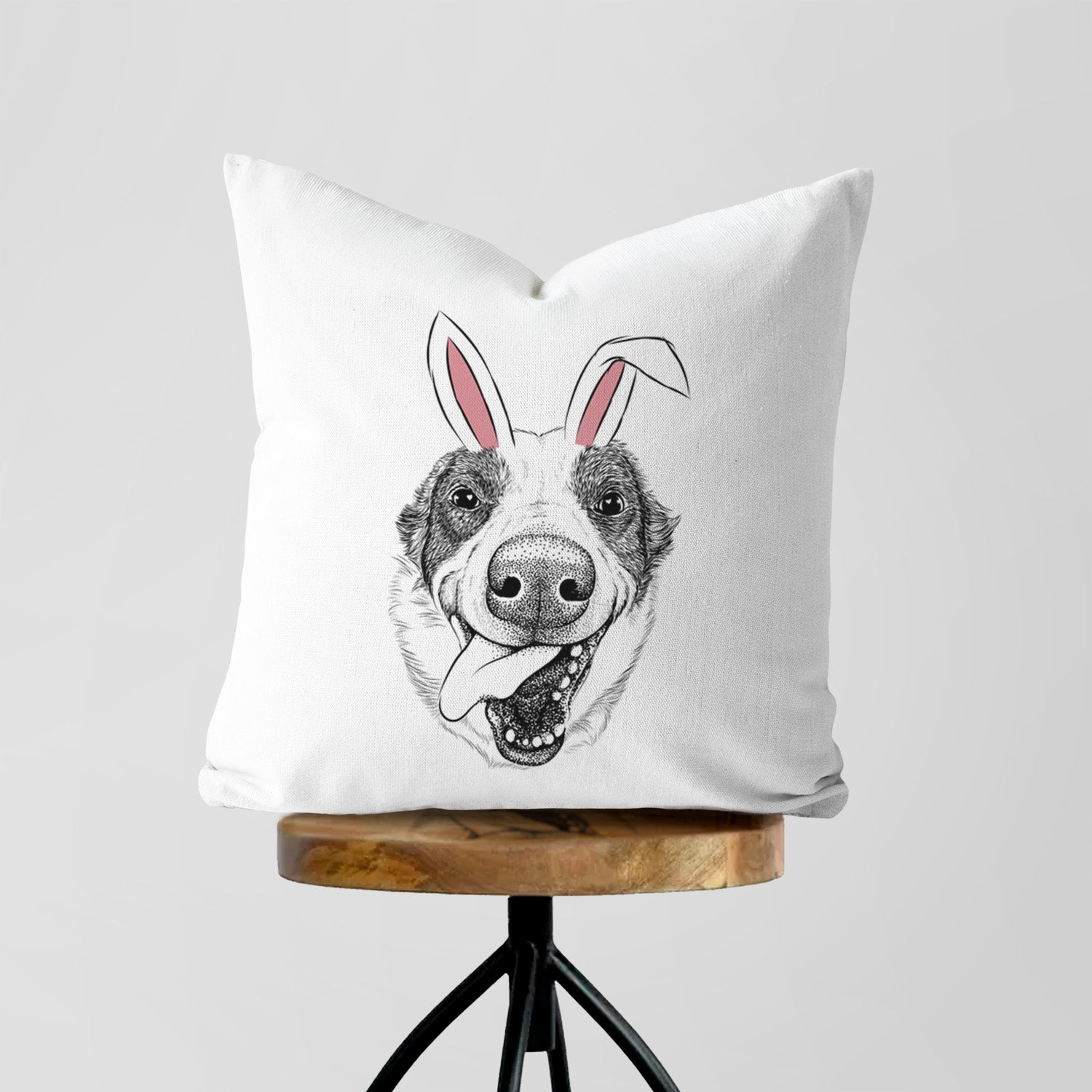 Elwood the Border Collie - Throw Pillow Cover