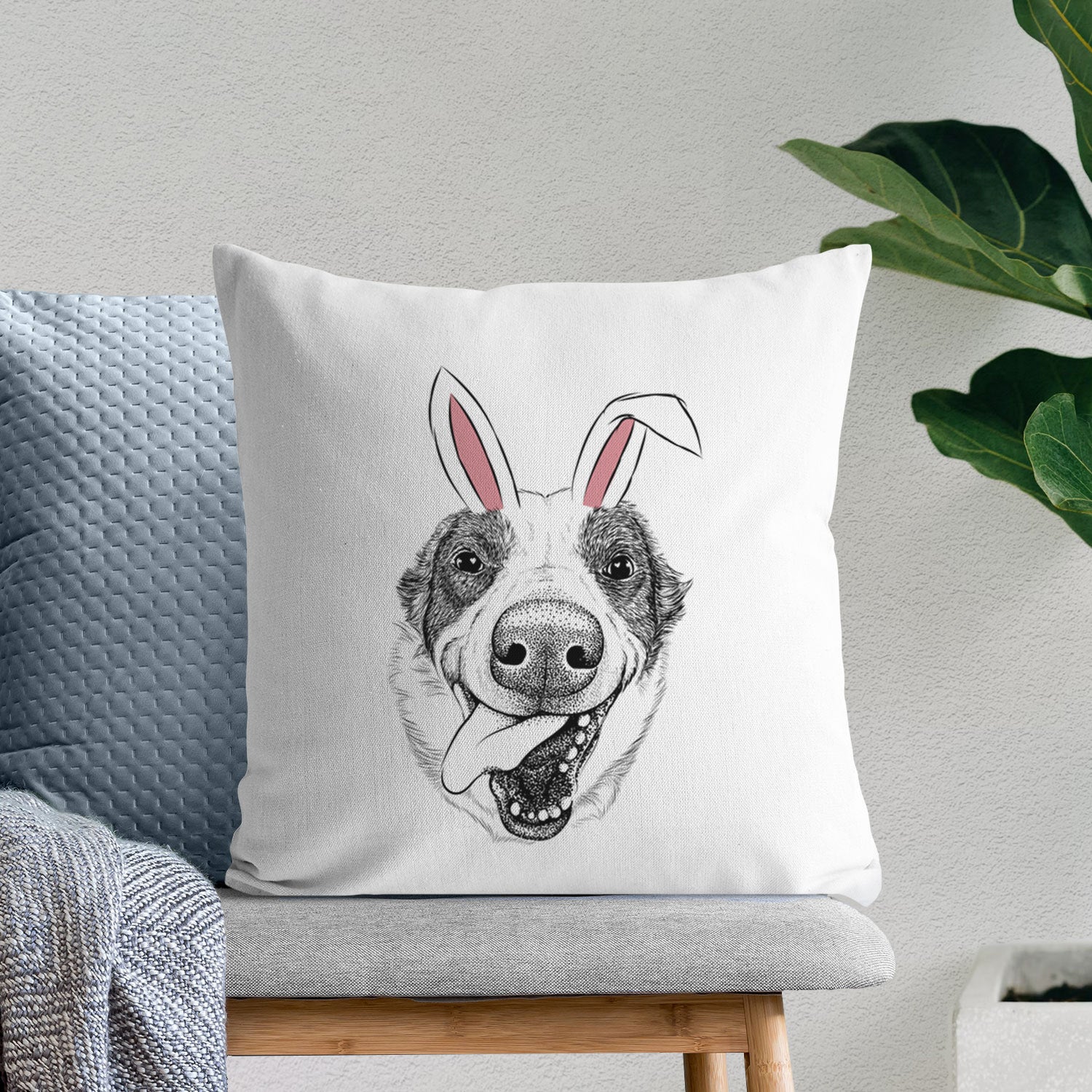 Elwood the Border Collie - Throw Pillow Cover