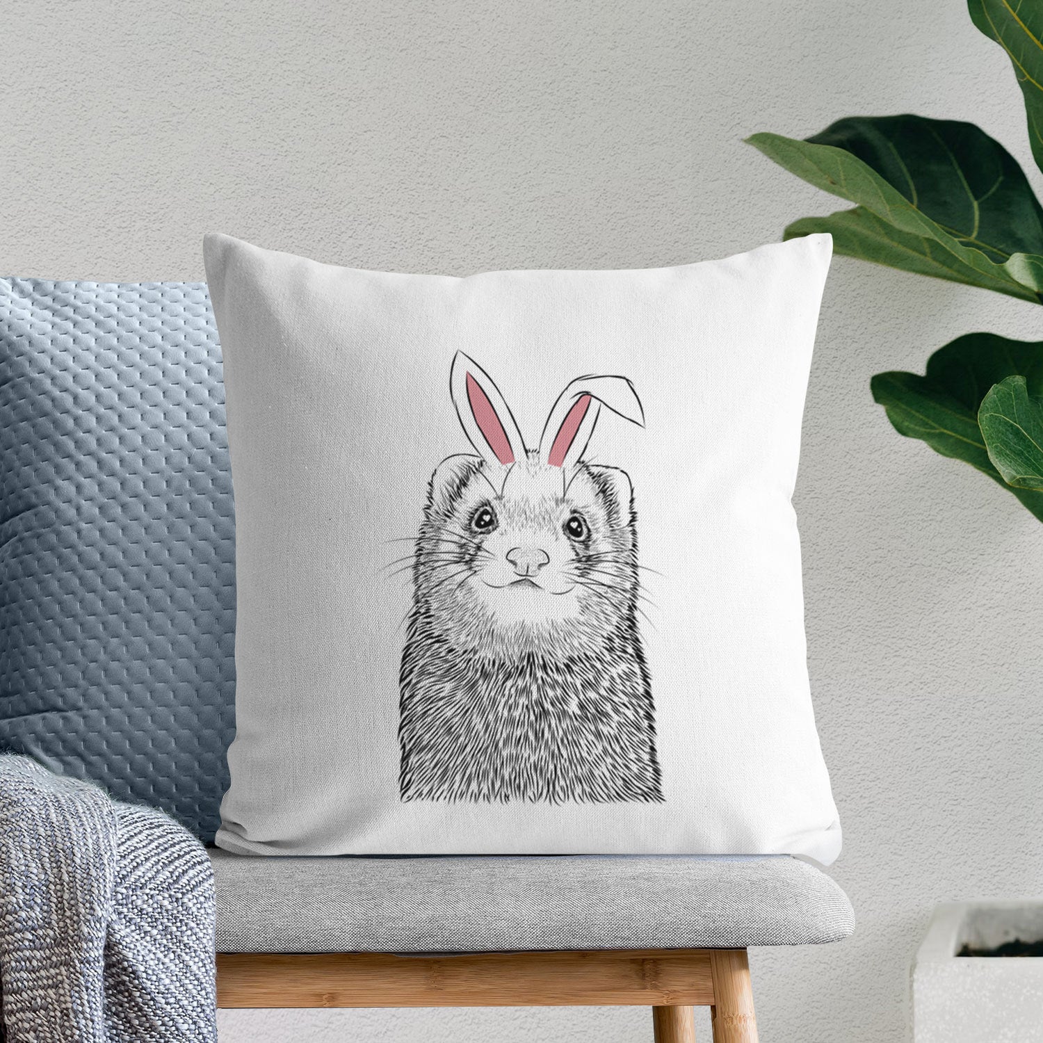 Fig the Ferret - Throw Pillow Cover