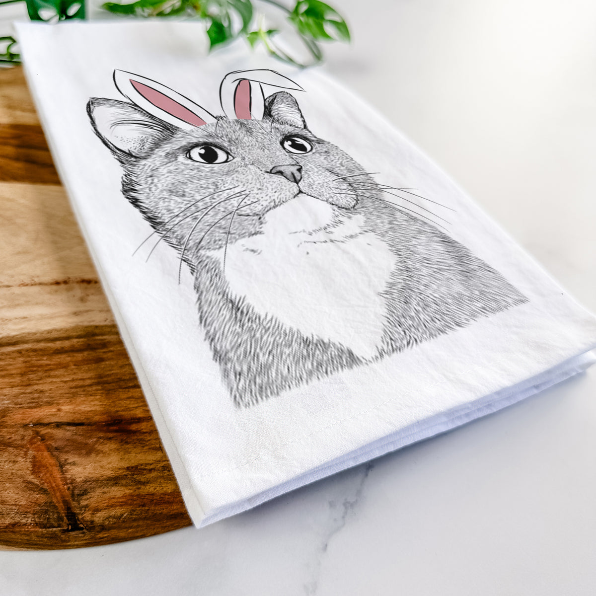 Gizmo the Grey Cat Tea Towel