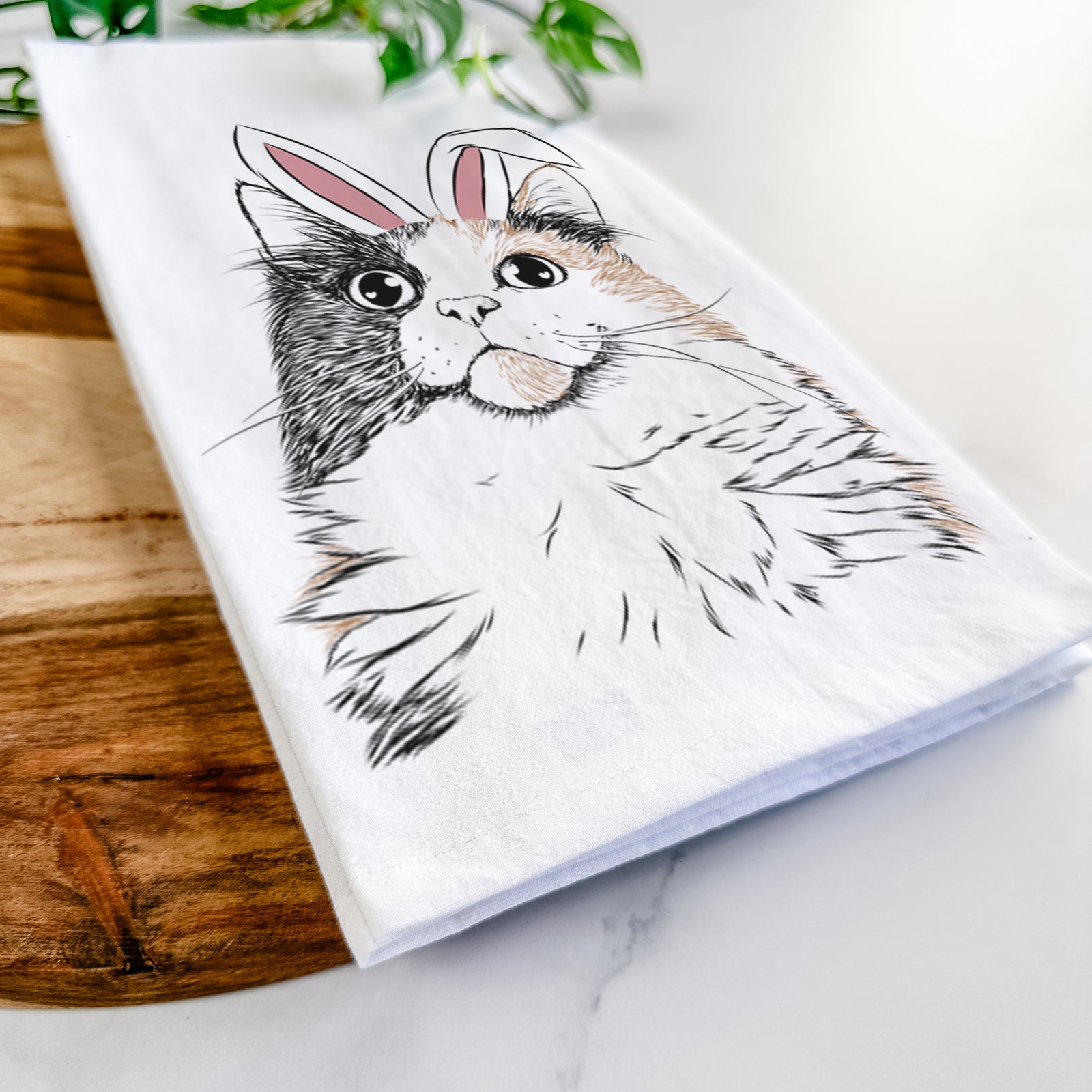 Greta the Calico Cat Tea Towel