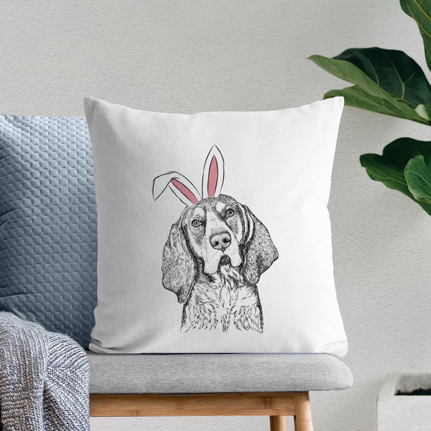 Huck the Bluetick Coonhound - Throw Pillow Cover