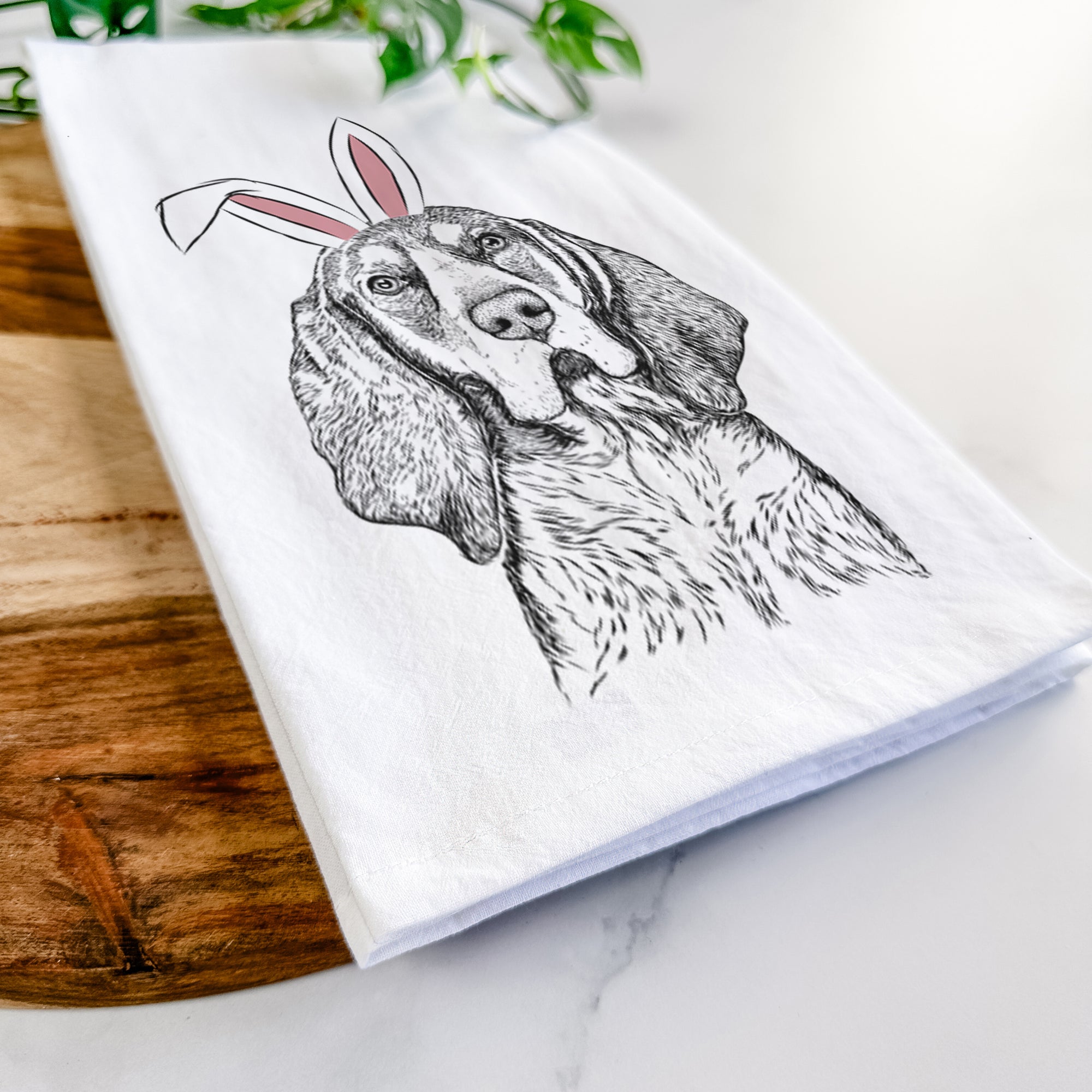 Huck the Bluetick Coonhound Tea Towel