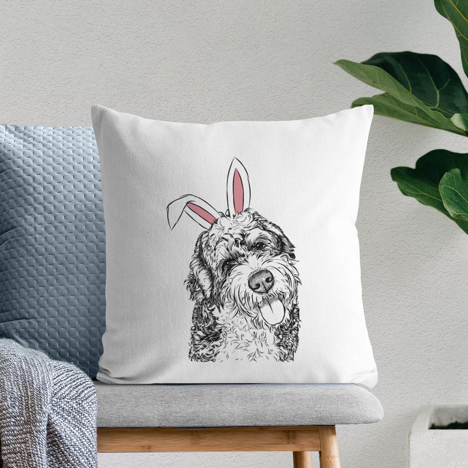 Kaci the Bernedoodle - Throw Pillow Cover