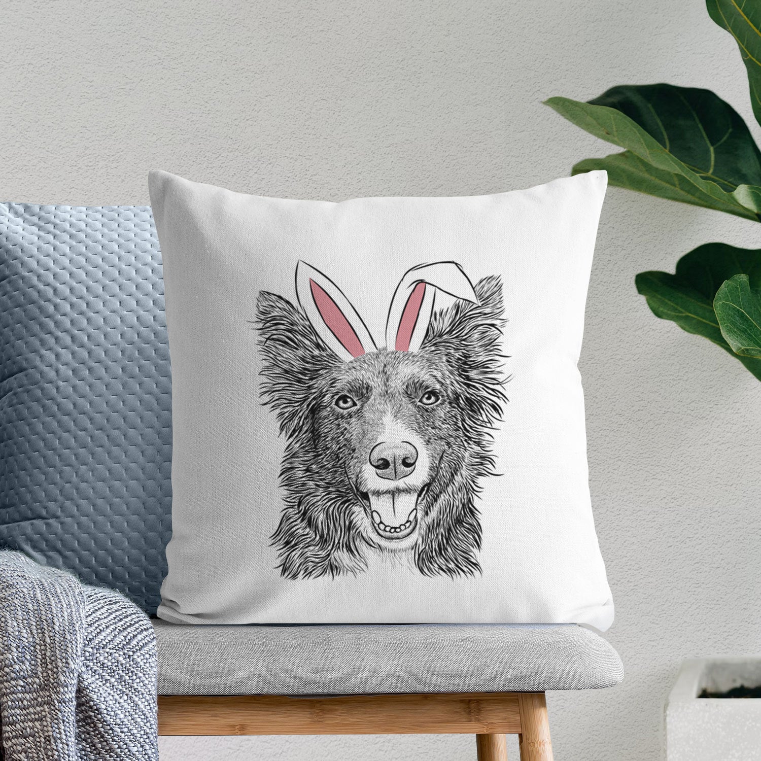Marti the Border Collie - Throw Pillow Cover
