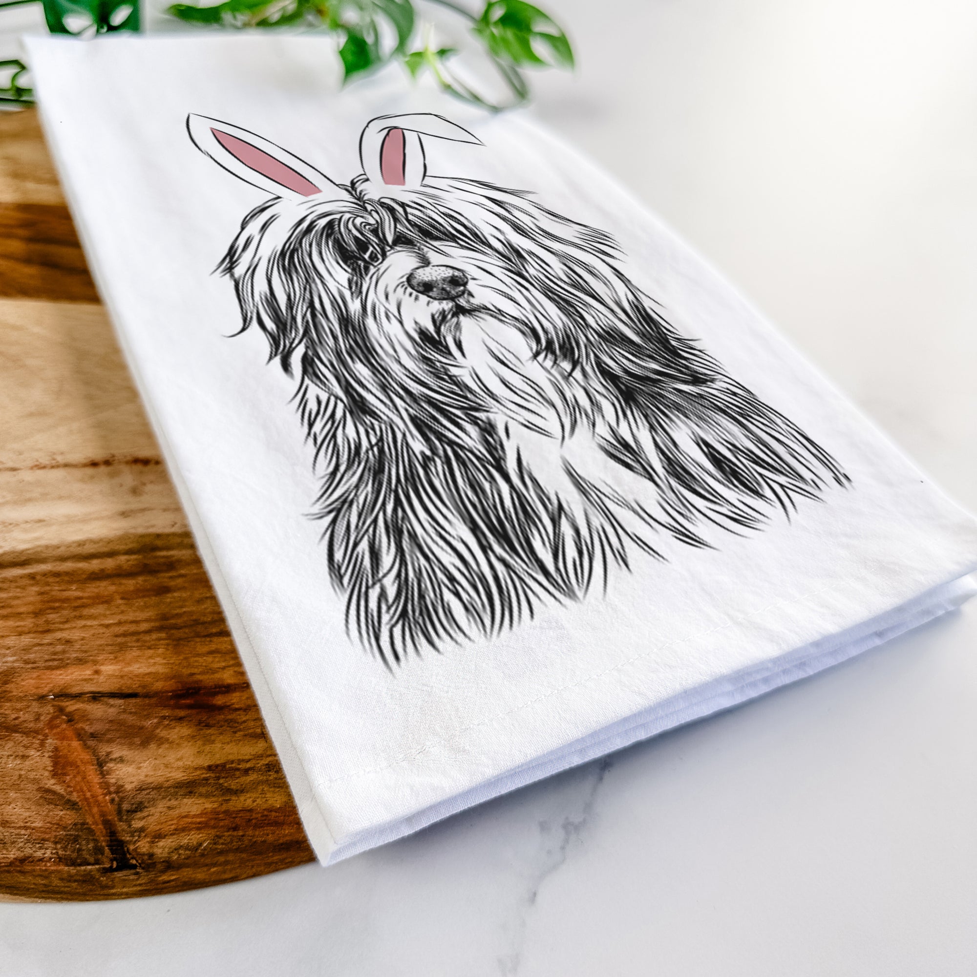 Otto the Polish Lowland Sheepdog Tea Towel