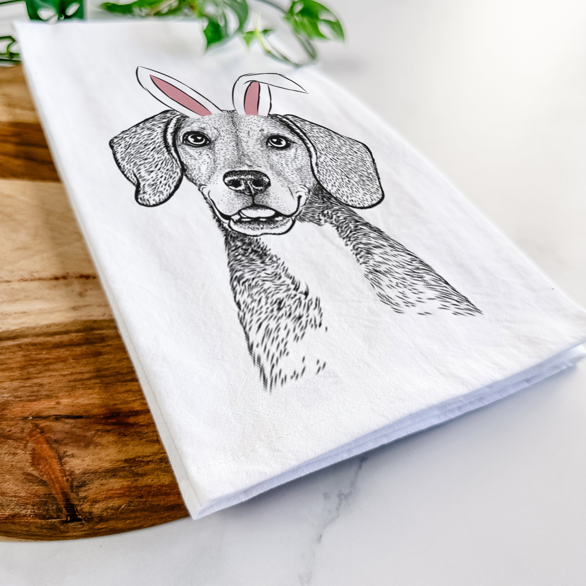 Piggy the Beagle Mix Tea Towel