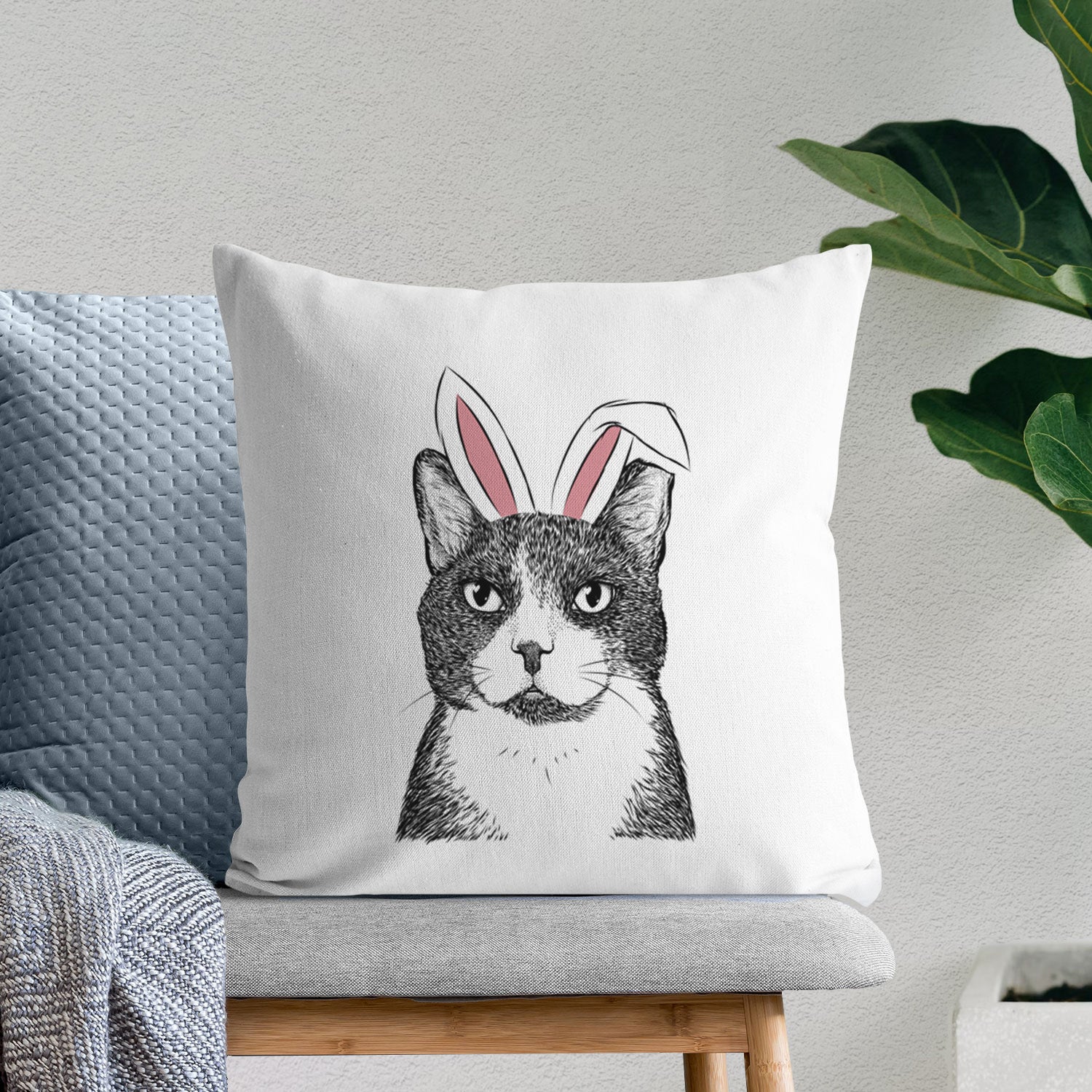 Pinky the Tuxedo Cat - Throw Pillow Cover