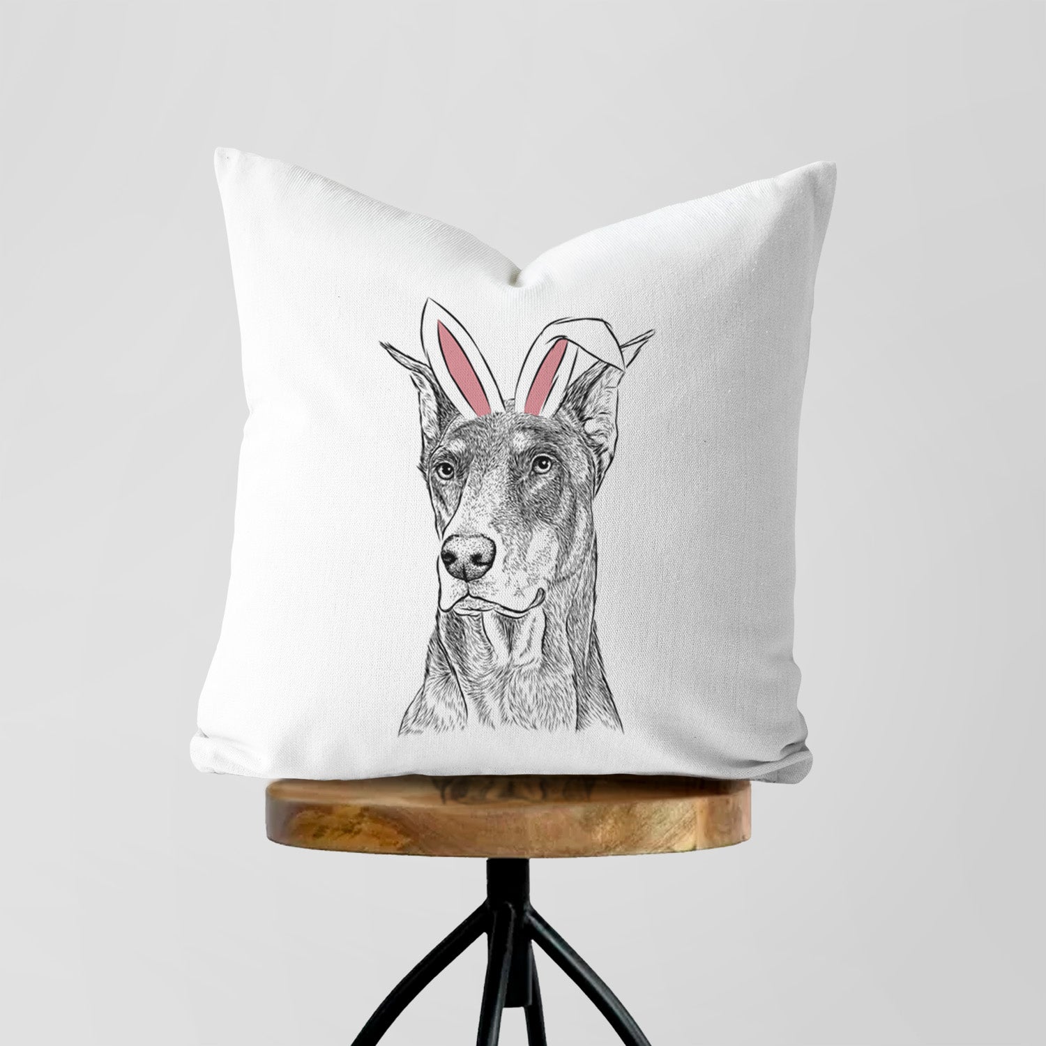 RJ the Doberman Pinscher - Throw Pillow Cover