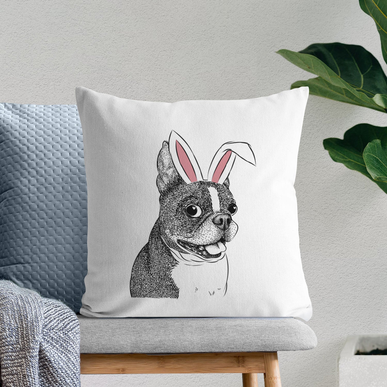 Ralphie the Boston Terrier - Throw Pillow Cover
