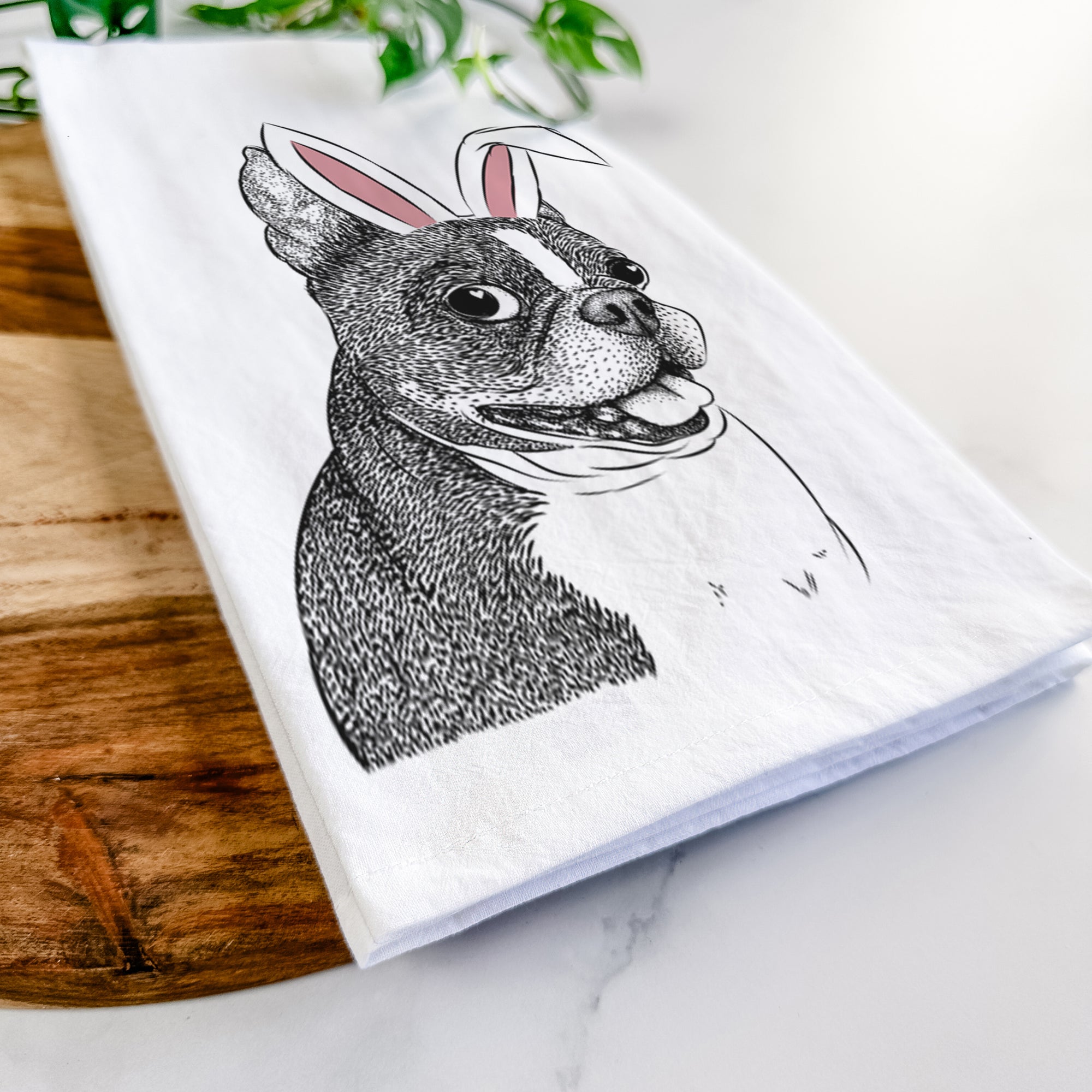 Ralphie the Boston Terrier Tea Towel