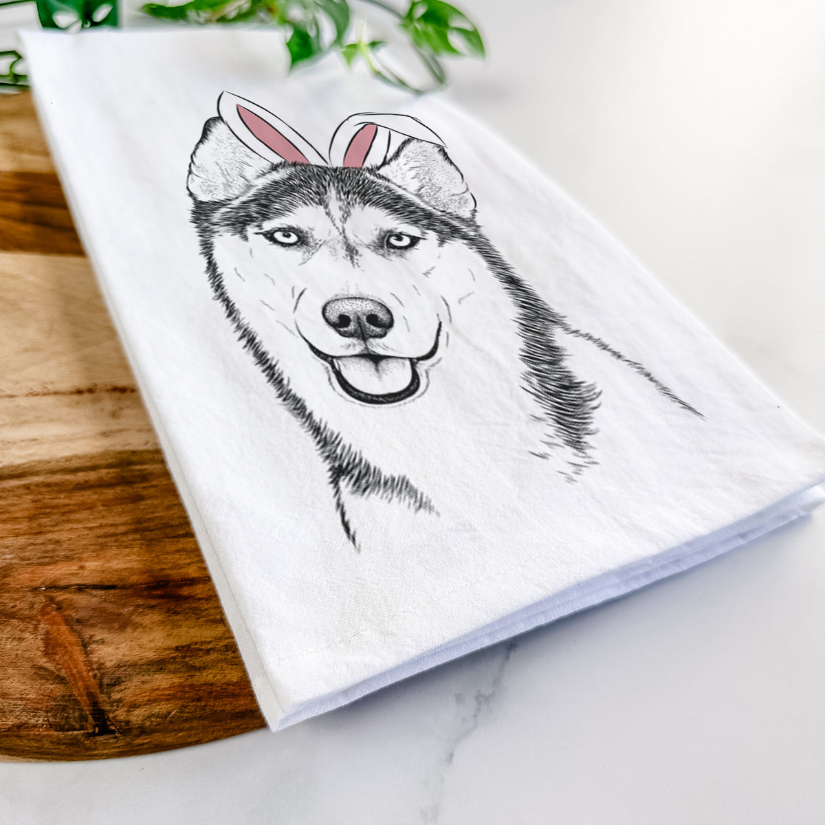 Remmie the Siberian Husky Tea Towel