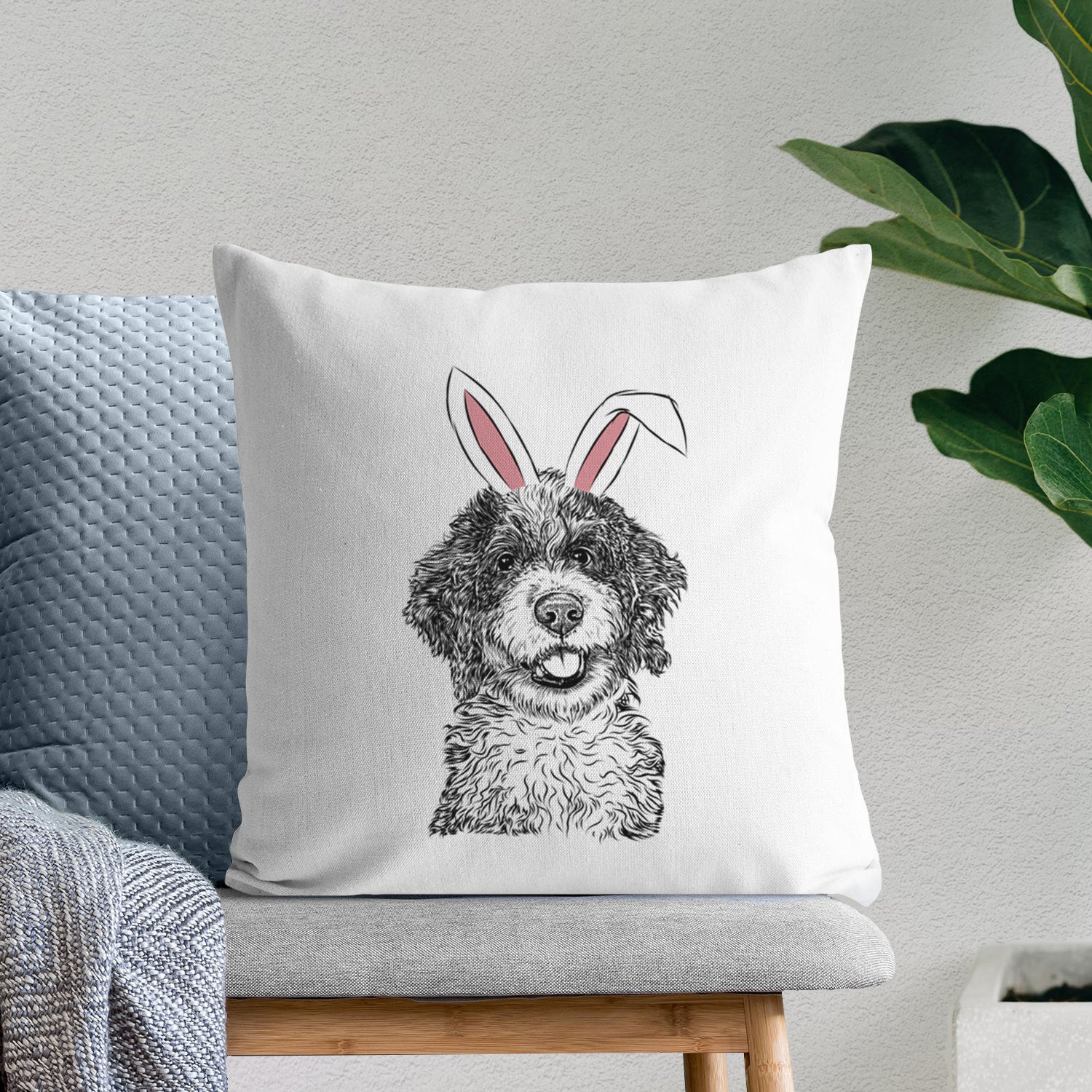 Smoky the Bernedoodle Puppy - Throw Pillow Cover
