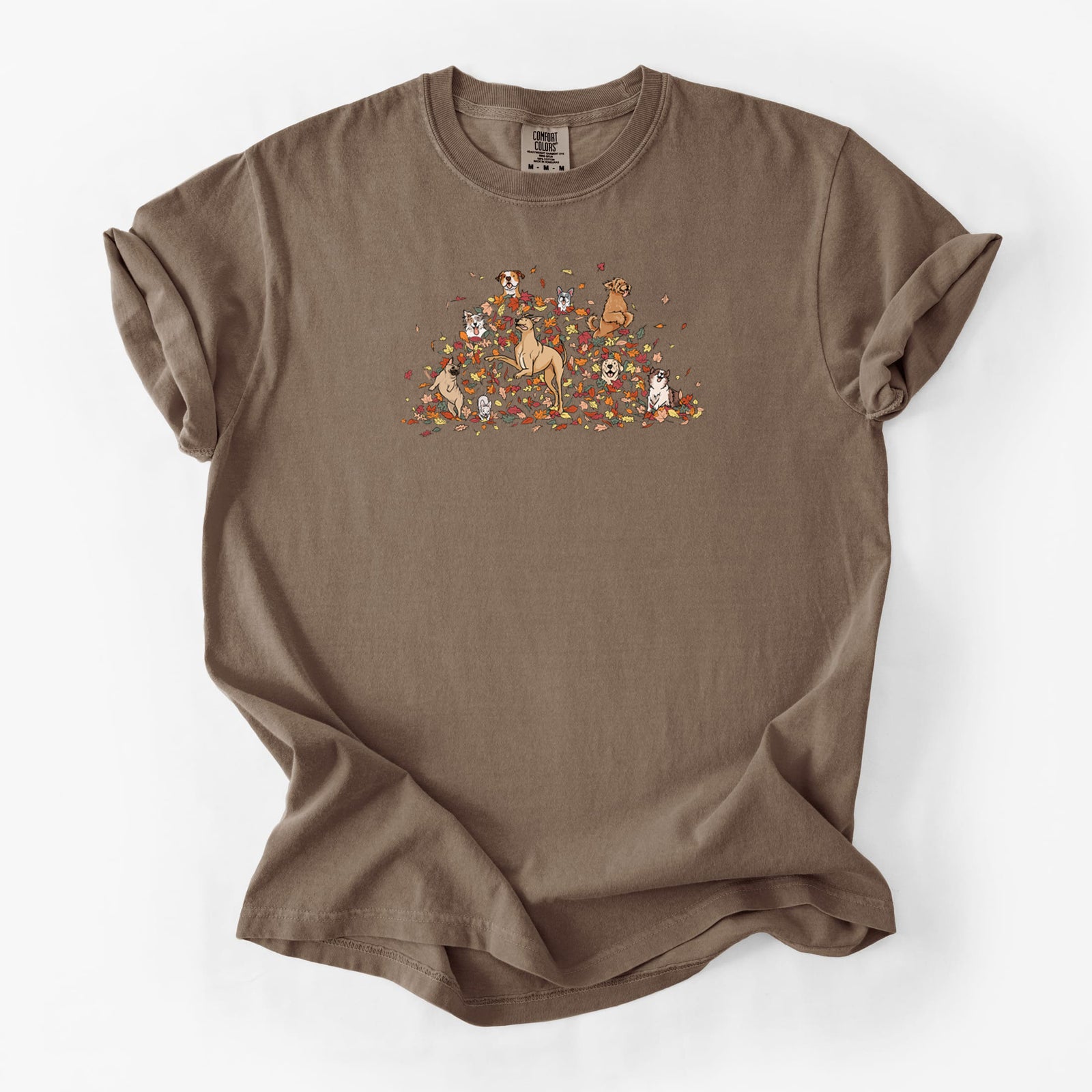 Fall Leaf Pile Pups - Unisex Comfort Colors Garment-Dyed Heavyweight T-shirt in Espresso