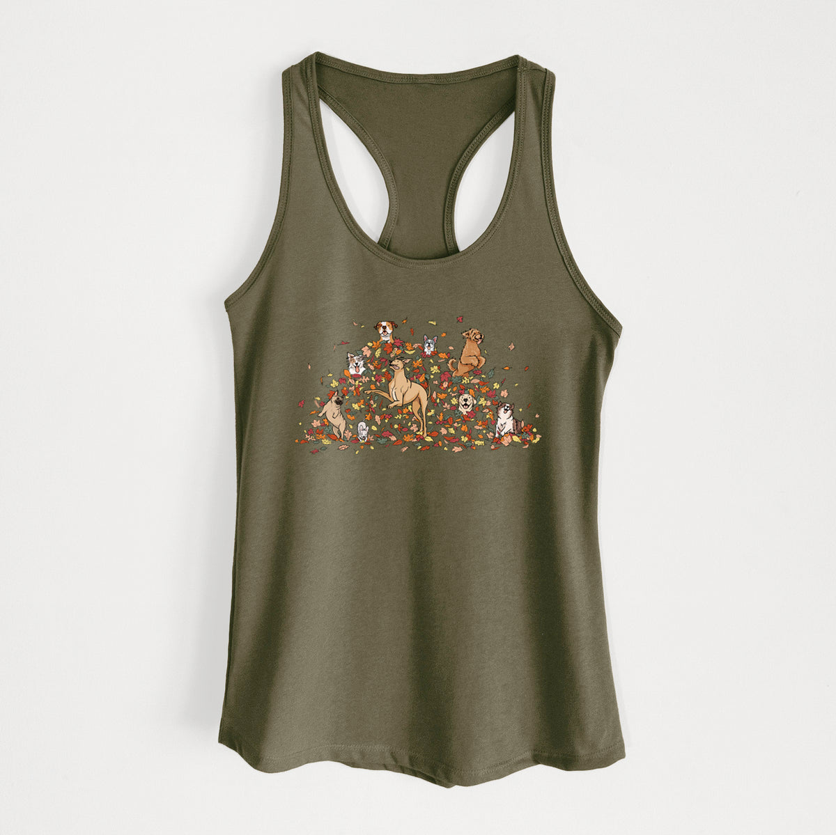 Fall Leaf Pile Pups - Women's Racerback Tanktop