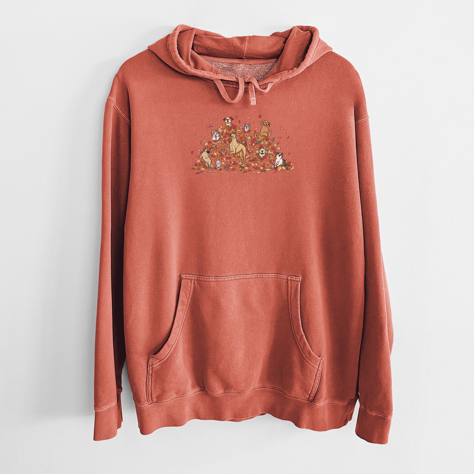 Fall Leaf Pile Pups - Unisex Pigment Dyed Hoodie