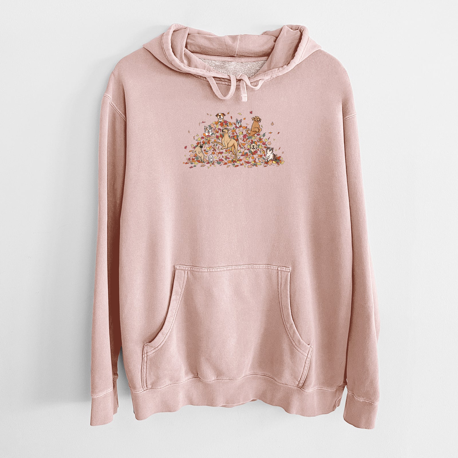 Fall Leaf Pile Pups - Unisex Pigment Dyed Hoodie