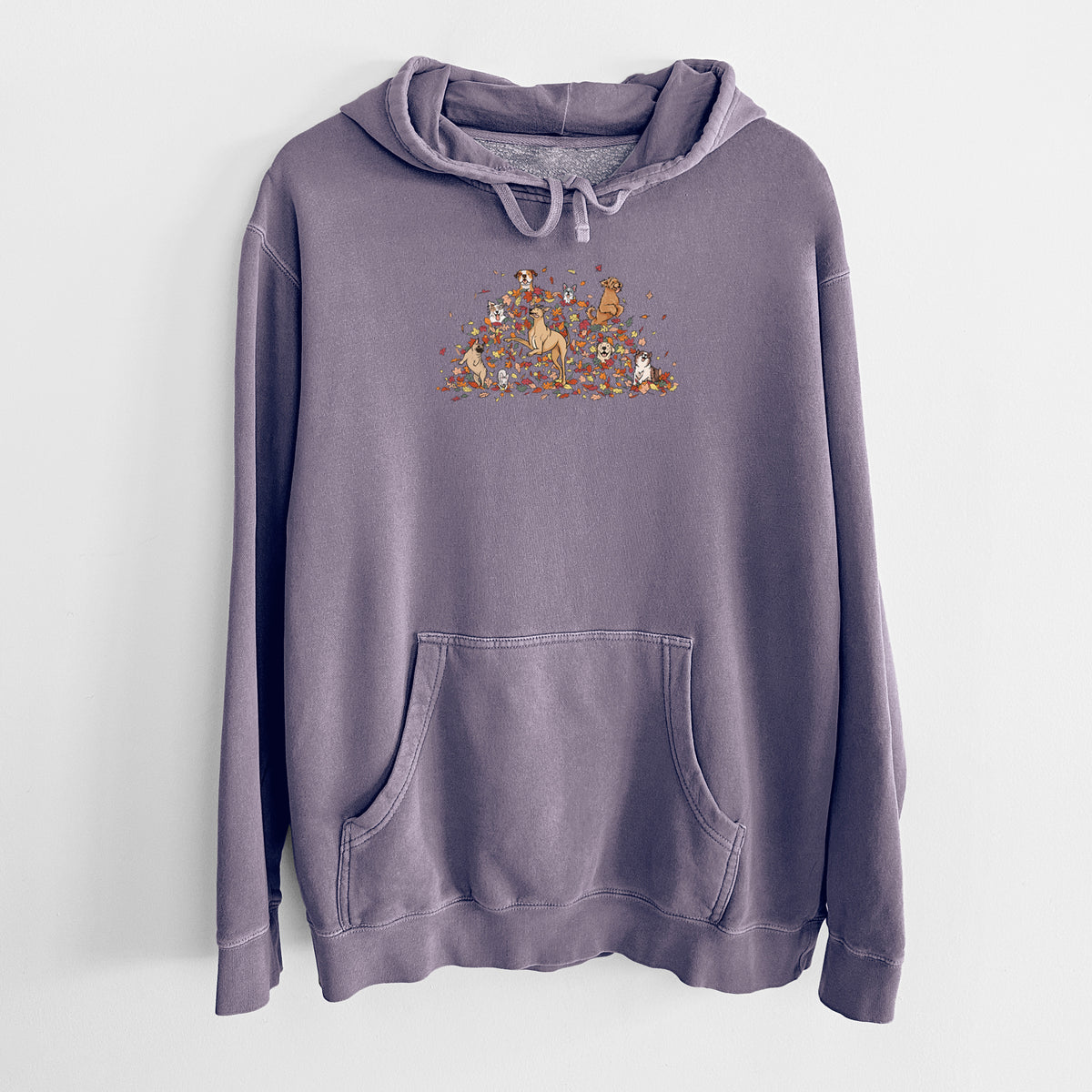 Fall Leaf Pile Pups - Unisex Pigment Dyed Hoodie